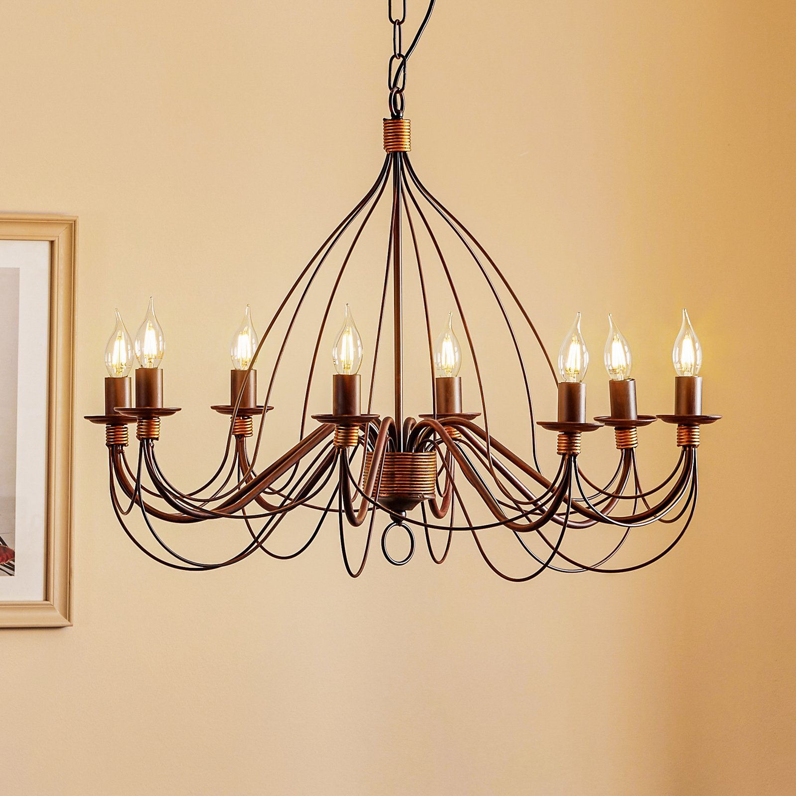 Chandelier FIAMMA Marrone 8-bulb without lampshades