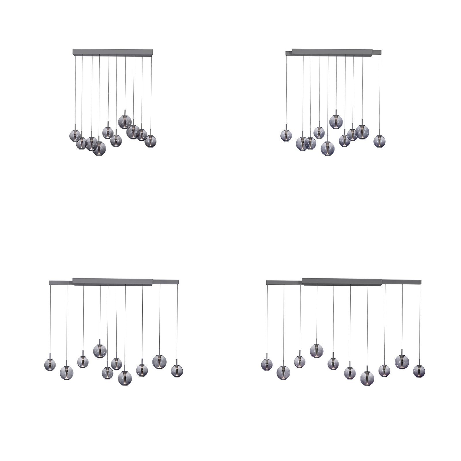 PURE LED-Pendellampe E-Infinity grau/rauchgrau 198 cm,10-flg