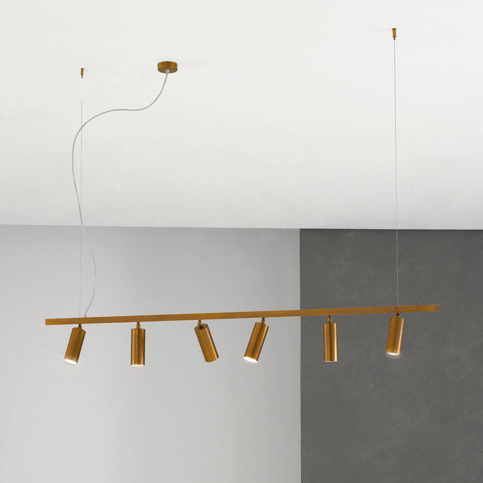 Cremasco Suspension 7532, laiton bruni, à 6 lampes, GU10