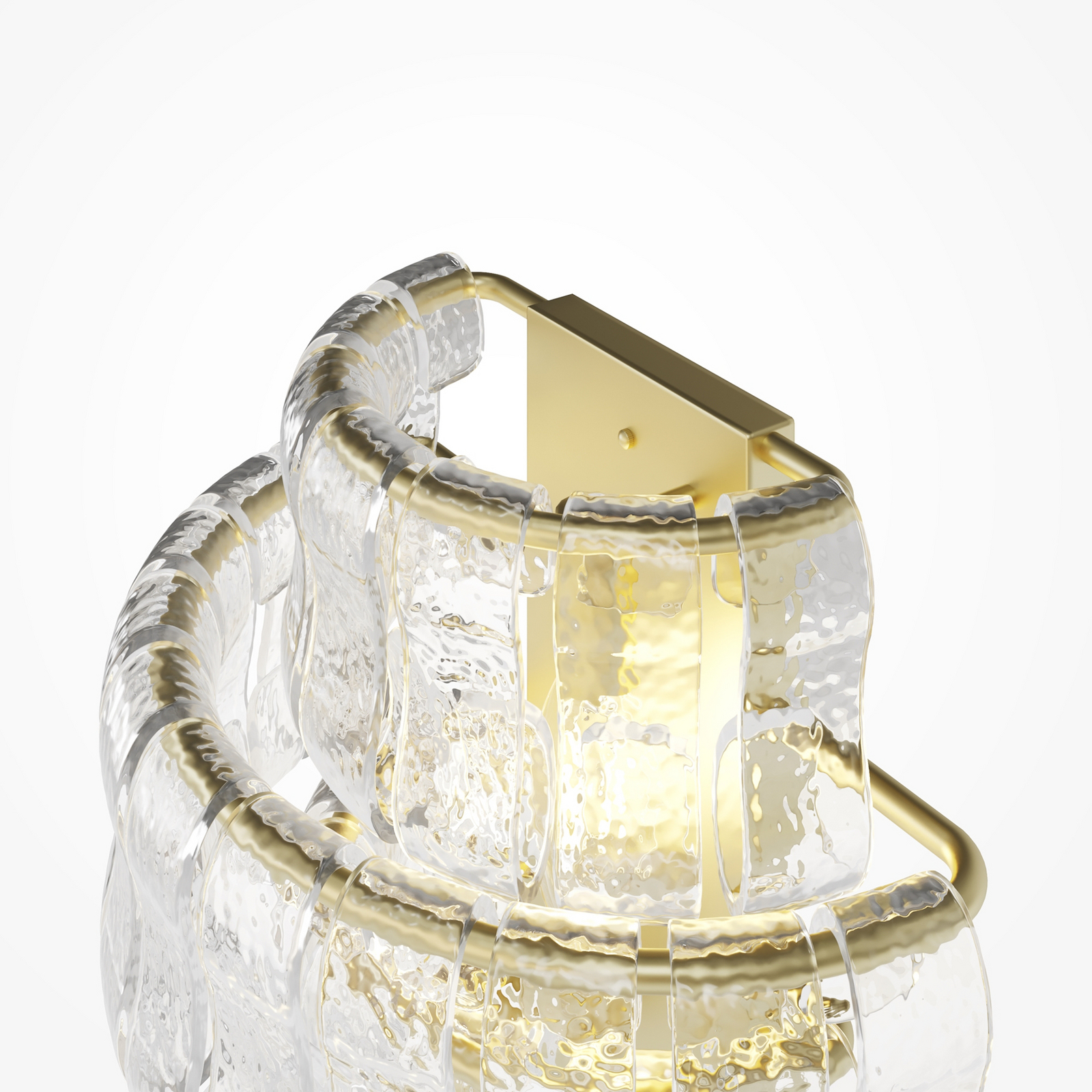 Vegglampe Boulder, gjennomsiktig/gull, glass, høyde 28 cm, E14