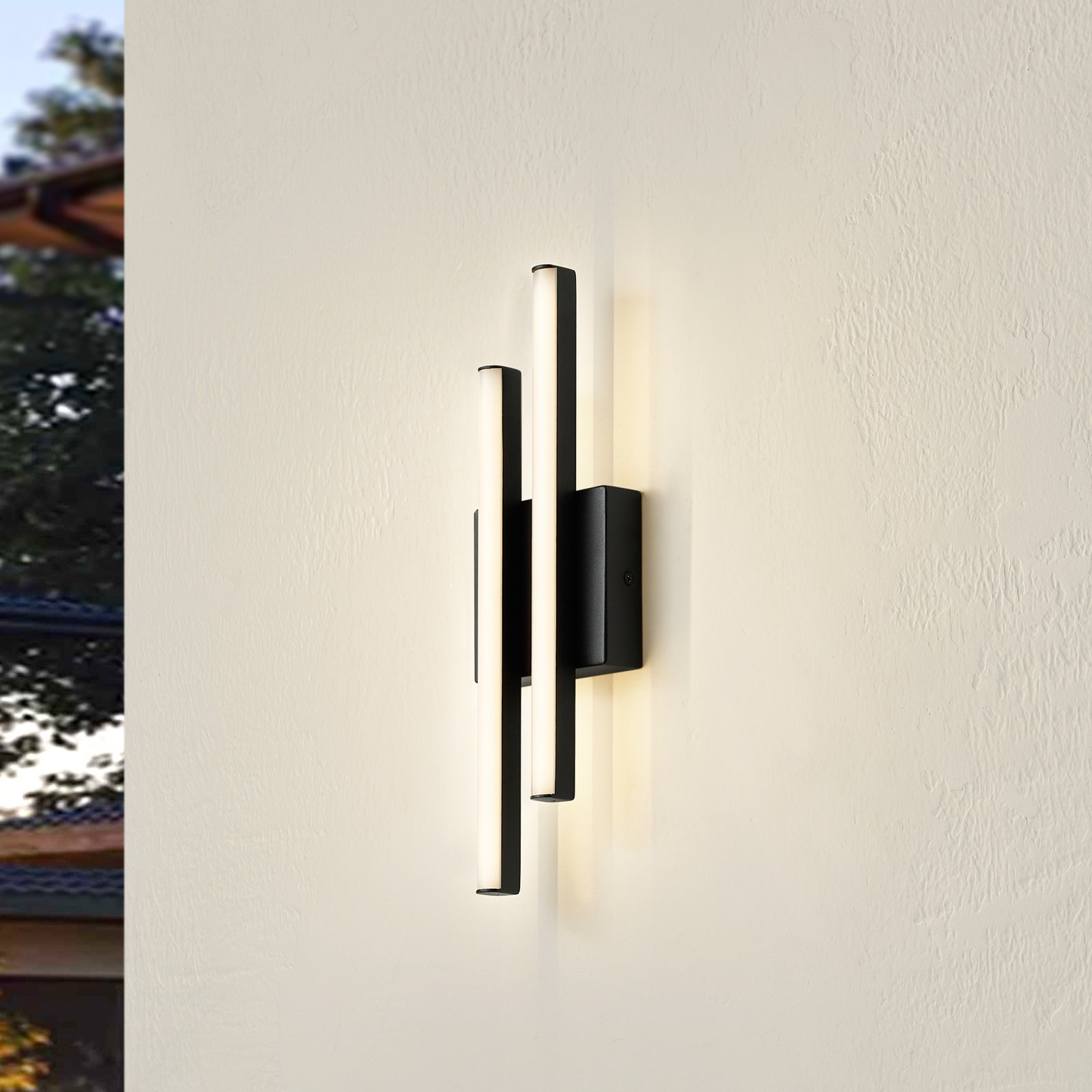 Applique d'extérieur LED Lindby Abelia, noir, aluminium, acier inoxydable