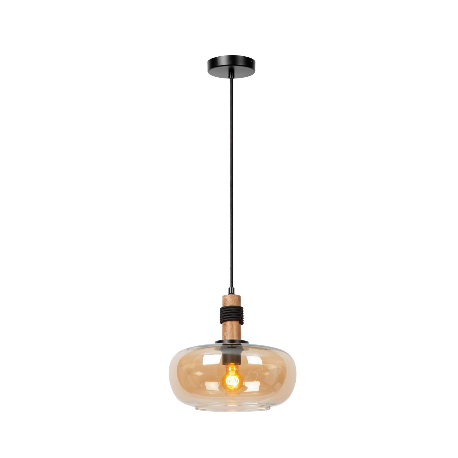 Ilona lámpara colgante, cristal, Ø 30 cm, negro/ámbar, 1 luz