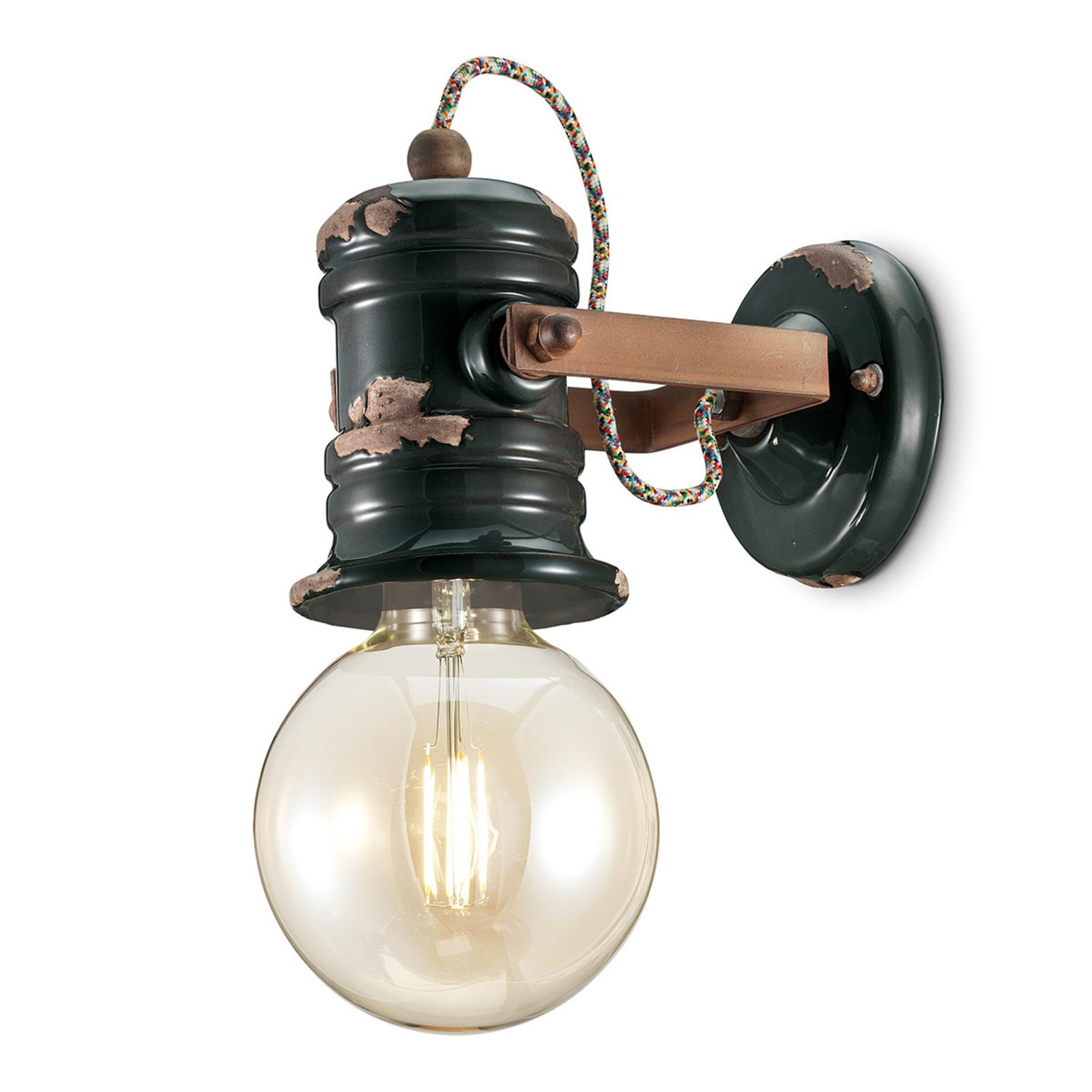 C1843 fali lámpa vintage design fekete színben