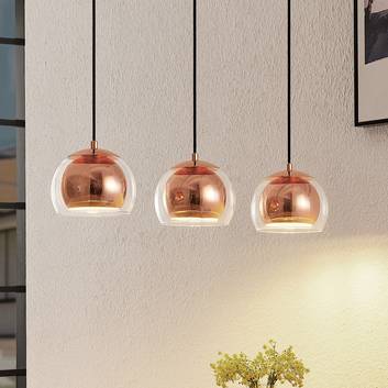 Lindby Daymien hanglamp, 3-lamps, koper