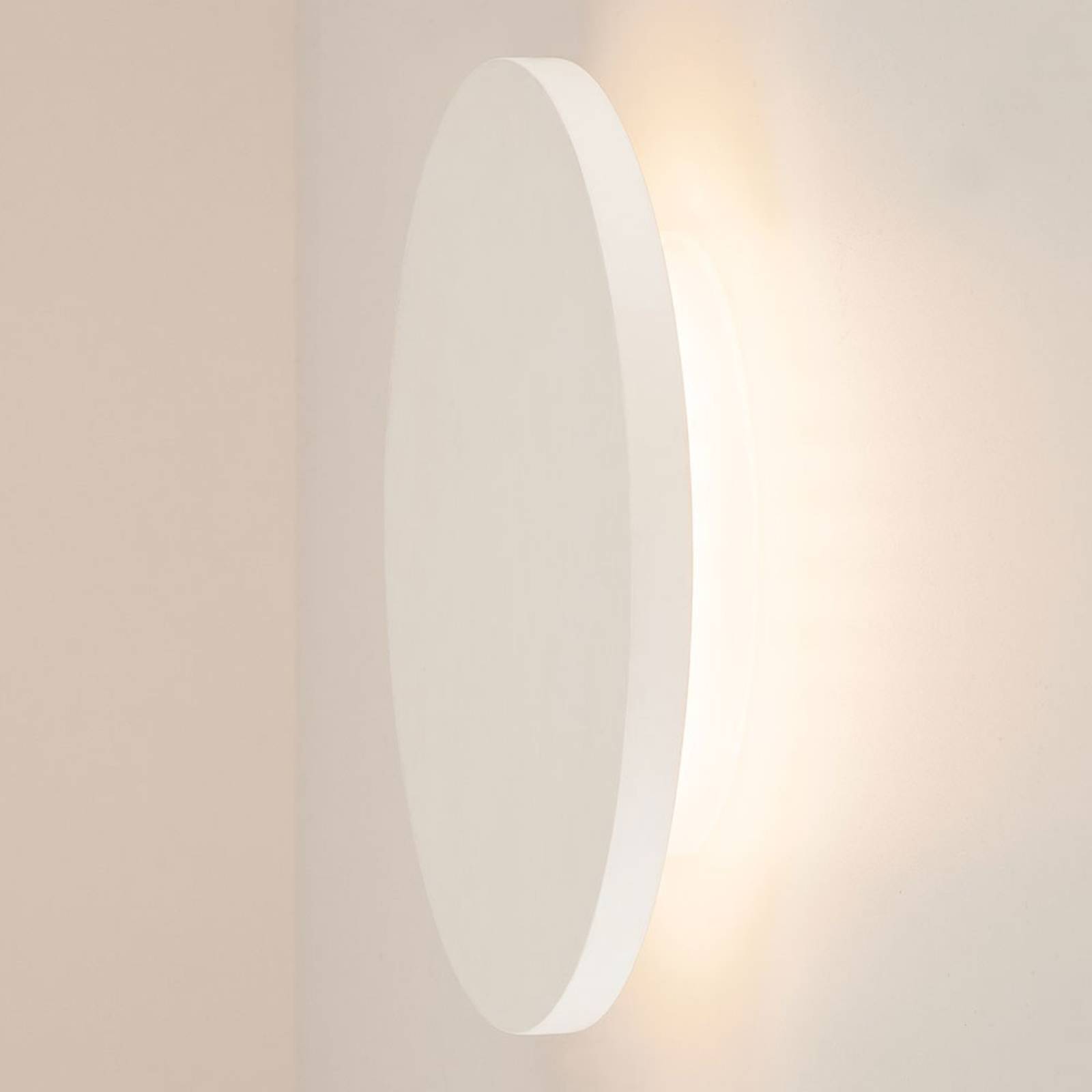 SLV Plastra LED-vägglampa av gips, rund