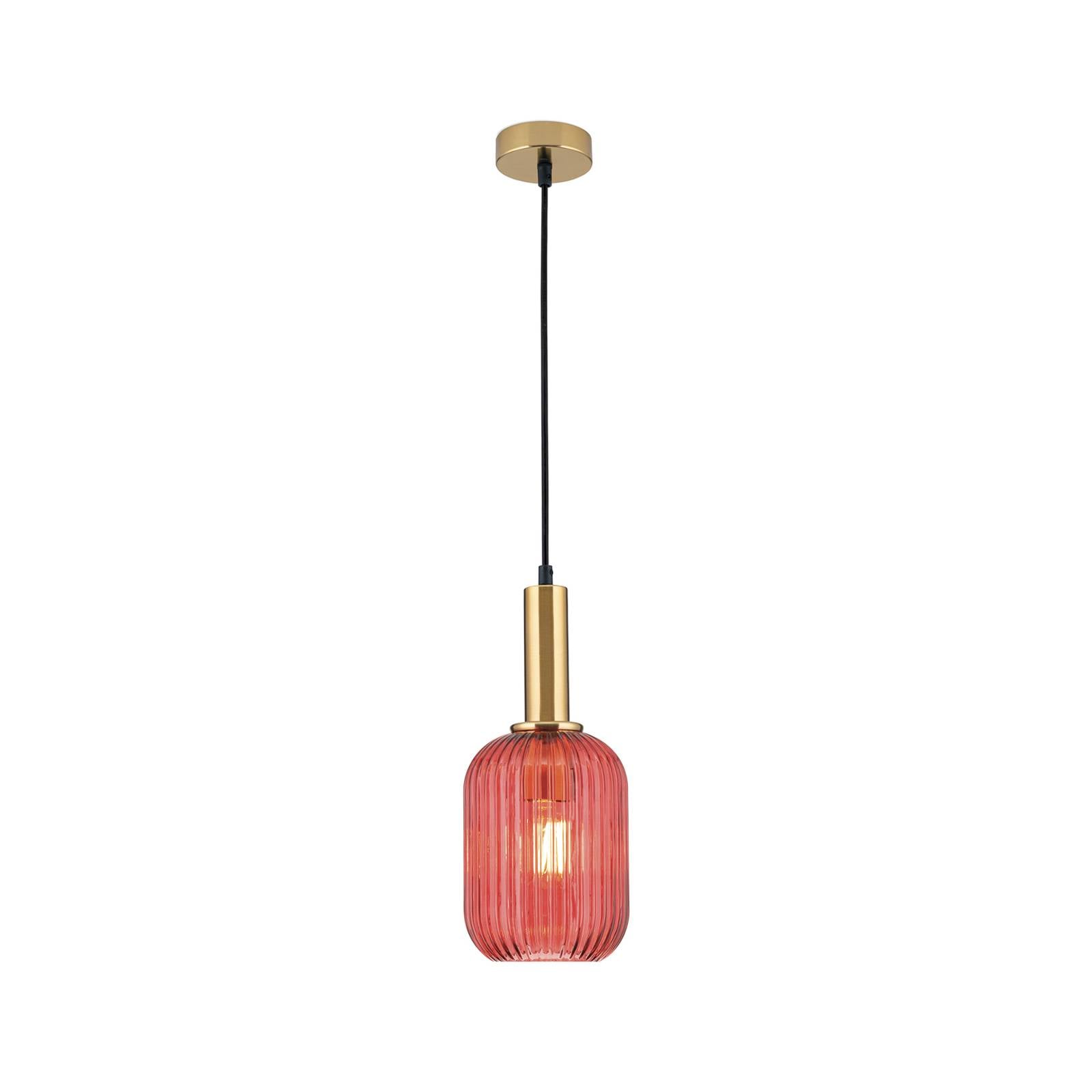 Pendelleuchte Carneval altmessing rot Ø 14 cm Glas