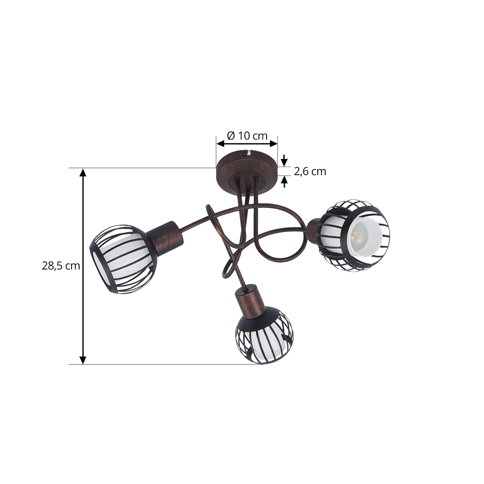 Solm 3 Lampa Sufitowa Rdzawy - Lindby