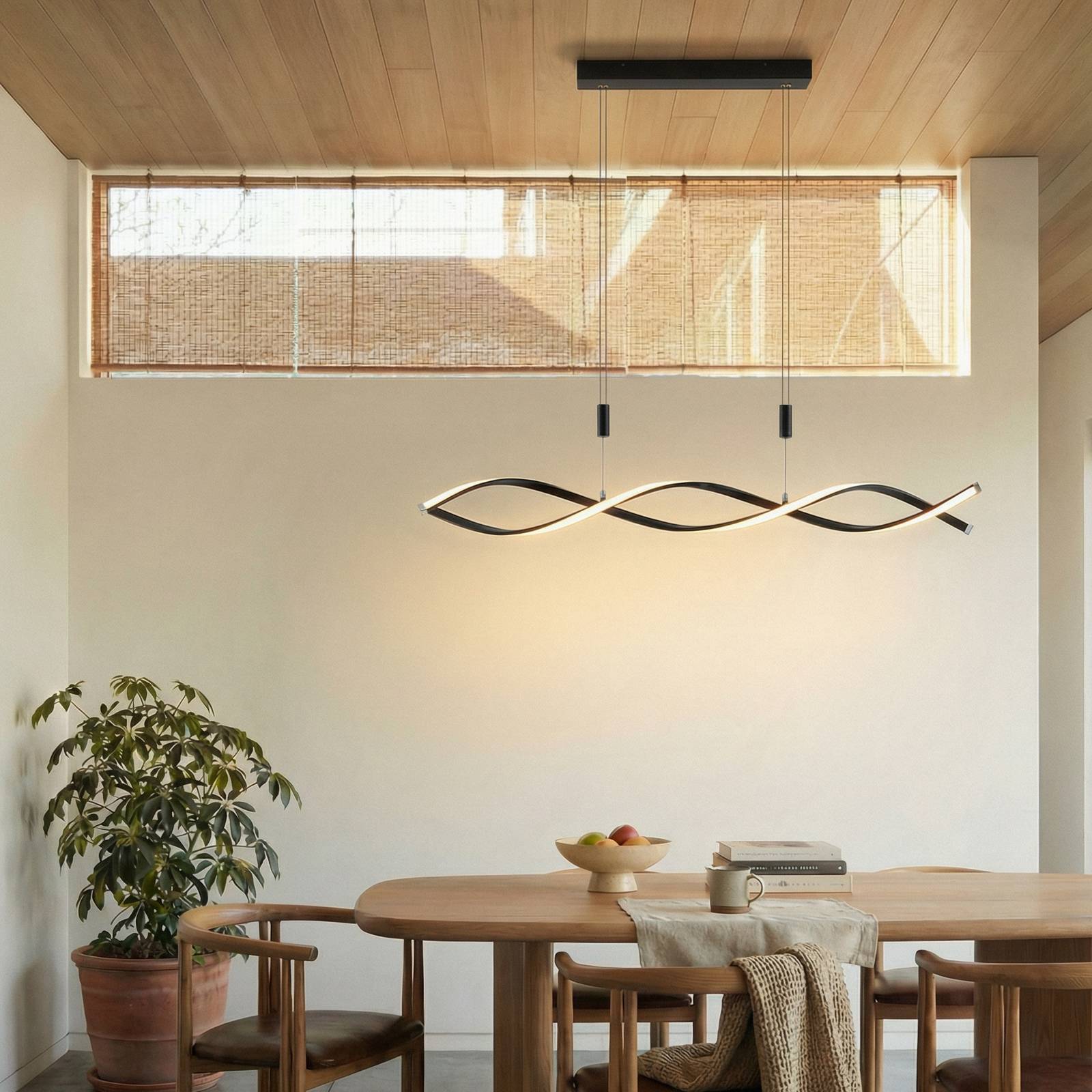 Lindby LED hanglamp Welina, zwart, ijzer, verstelbaar