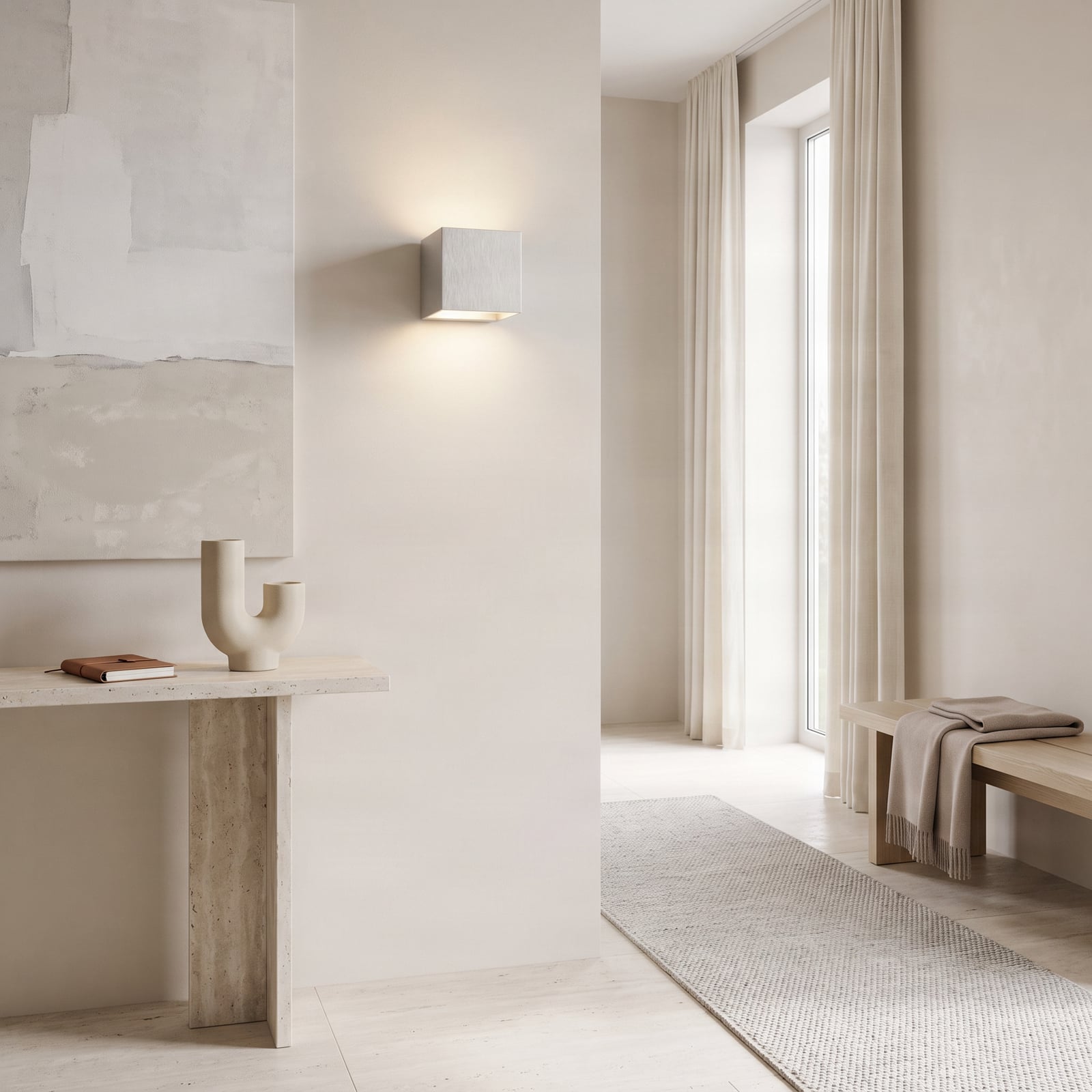 Arcchio Zuzana wall light, angular, aluminium-coloured, G9, 10 cm
