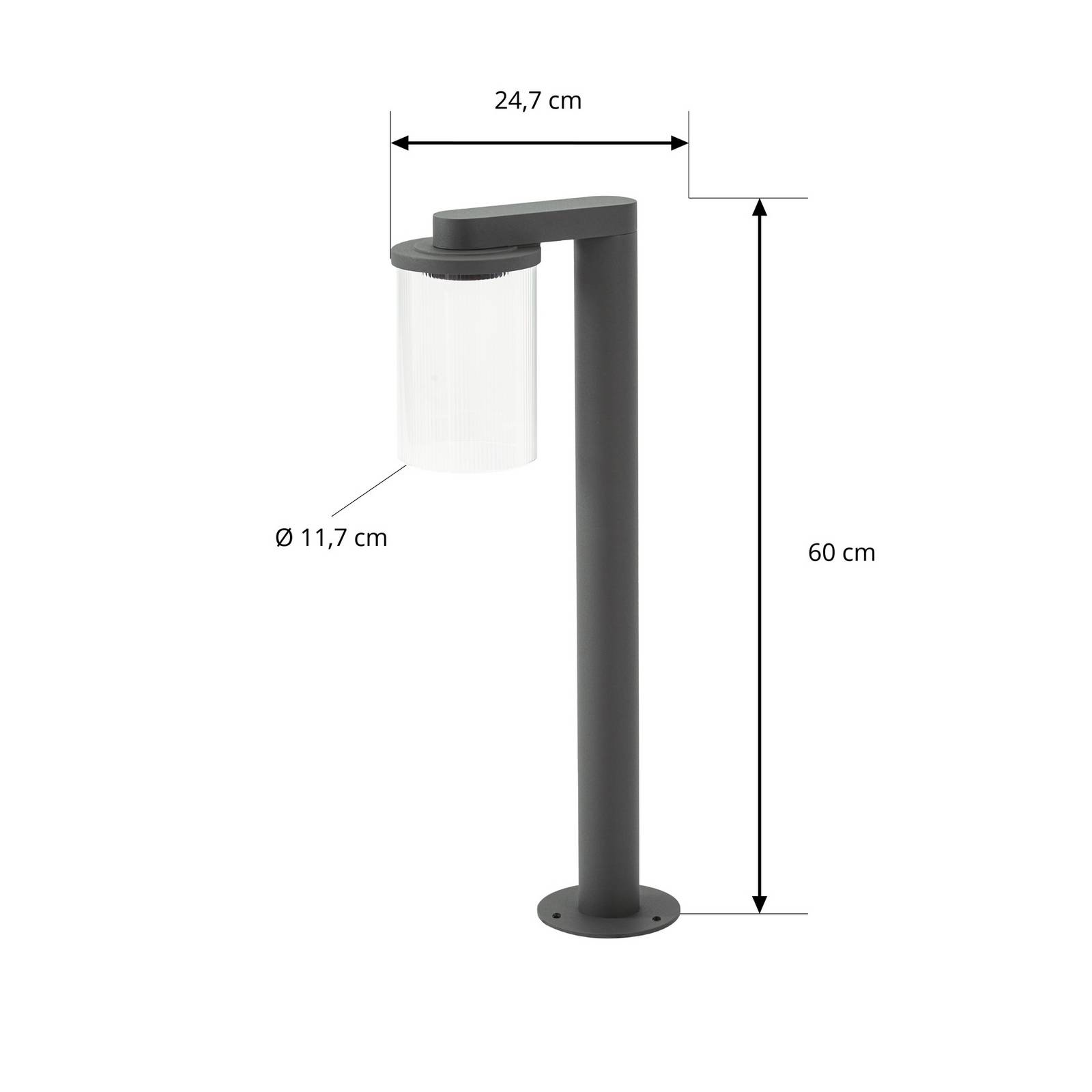 Lucande Słupek oświetleniowy LED Beelia, antracyt, 60 cm, karbowana