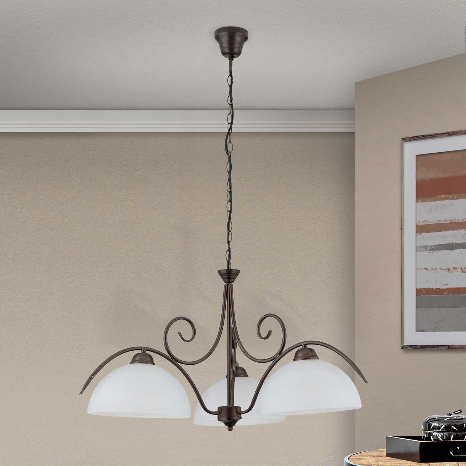 3-lichts hanglamp JANA met albastglas