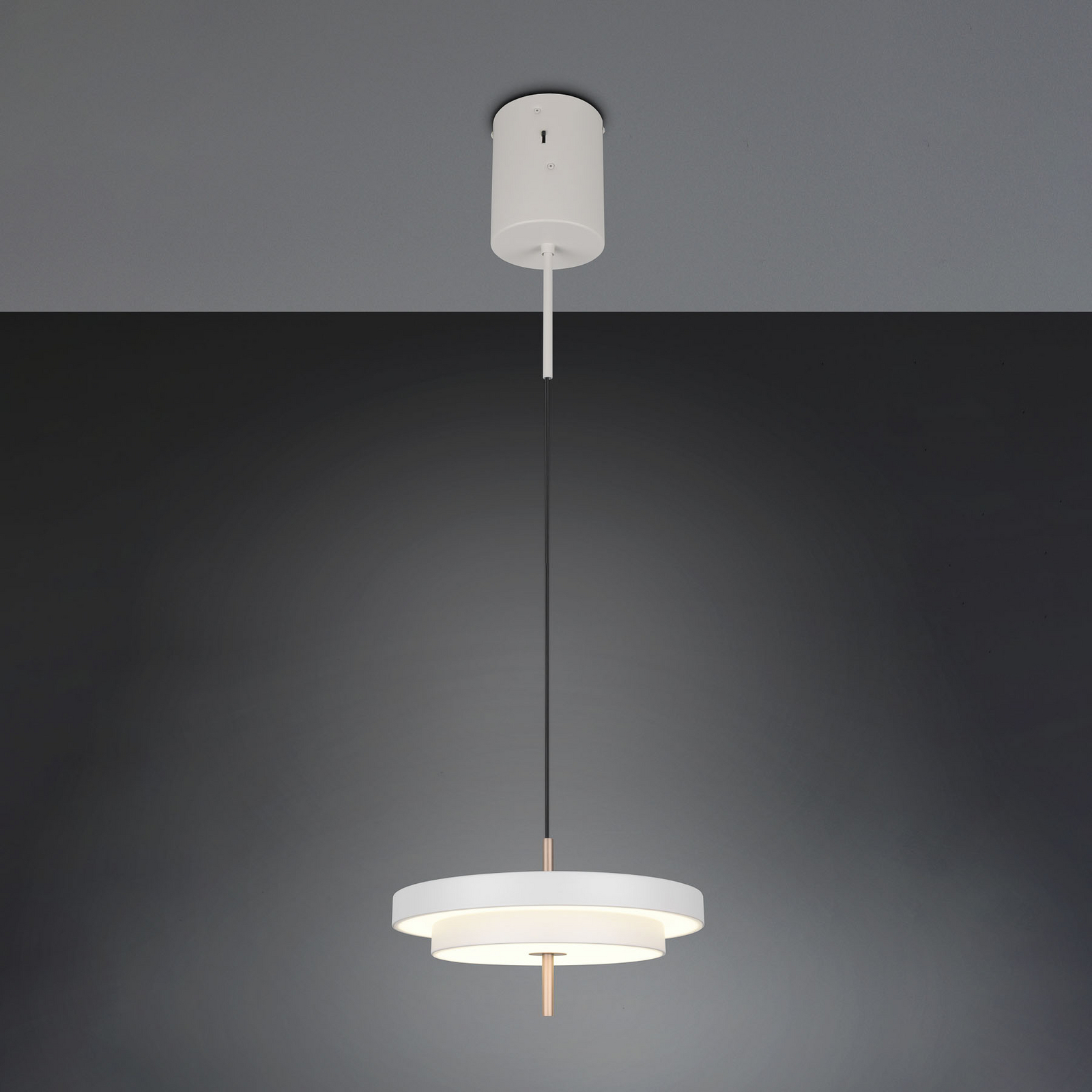 LED hanglamp Keaton, lichtgrijs, Ø 40 cm, metaal, CCT LED hanglamp Keaton, lichtgrijs, Ø 40 cm, metaal, CCT