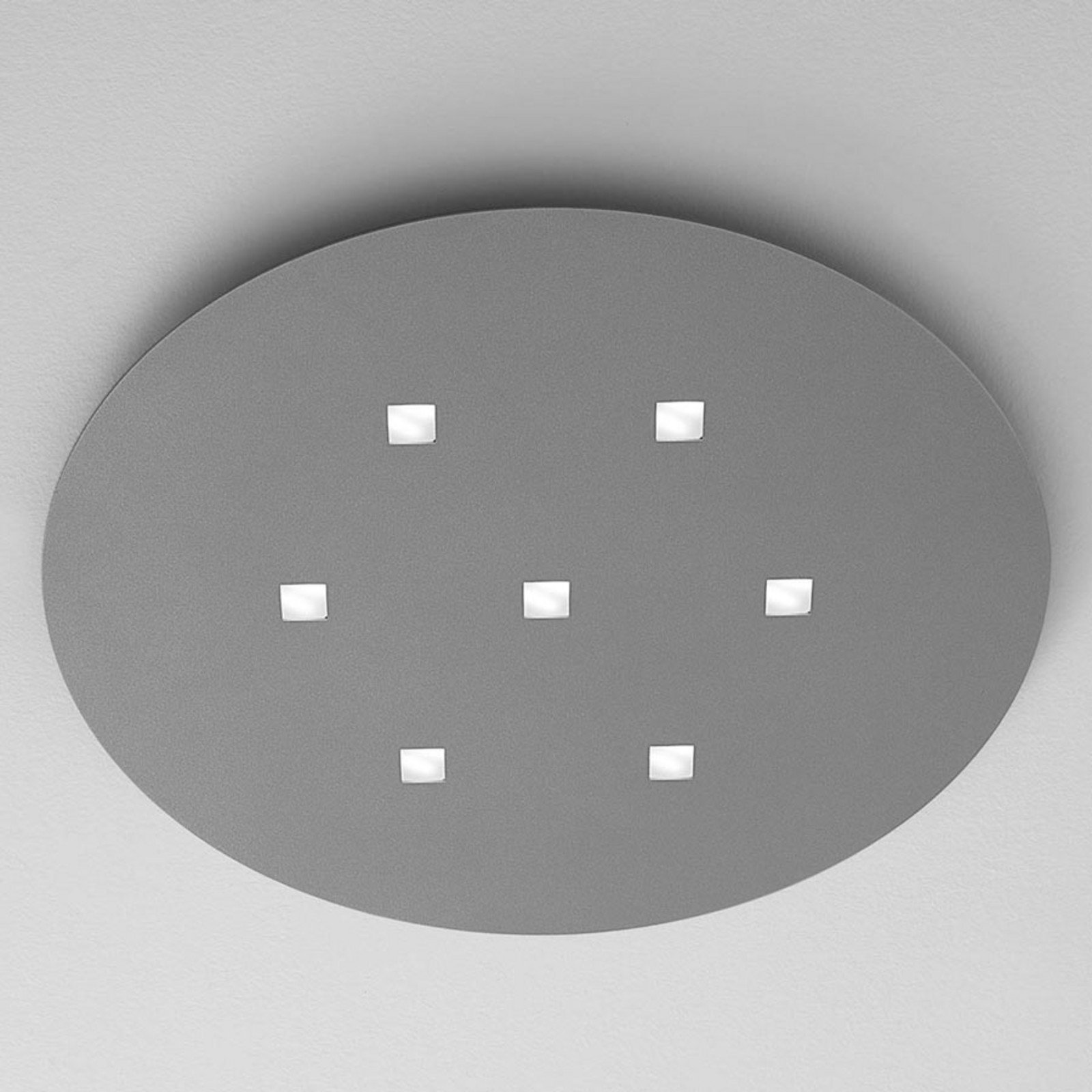 ICONE Isi - Plafonieră cu LED în formă ovală - Camera de zi / sufragerie - design - gri - Metal