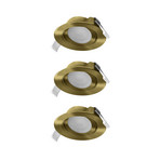 Σετ 3 ενσωματωμένων σποτ LED OSRAM, 2.700 K, 120°, ορείχαλκος, Ø 9 cm