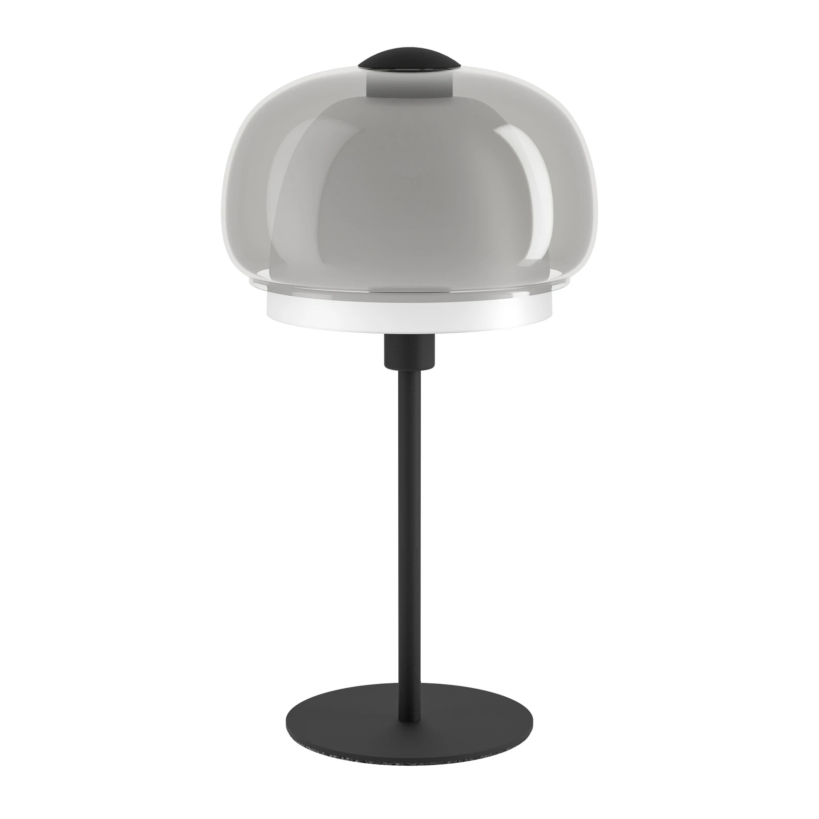 Candeeiro de mesa Belomontejo, preto transparente, vidro, E27