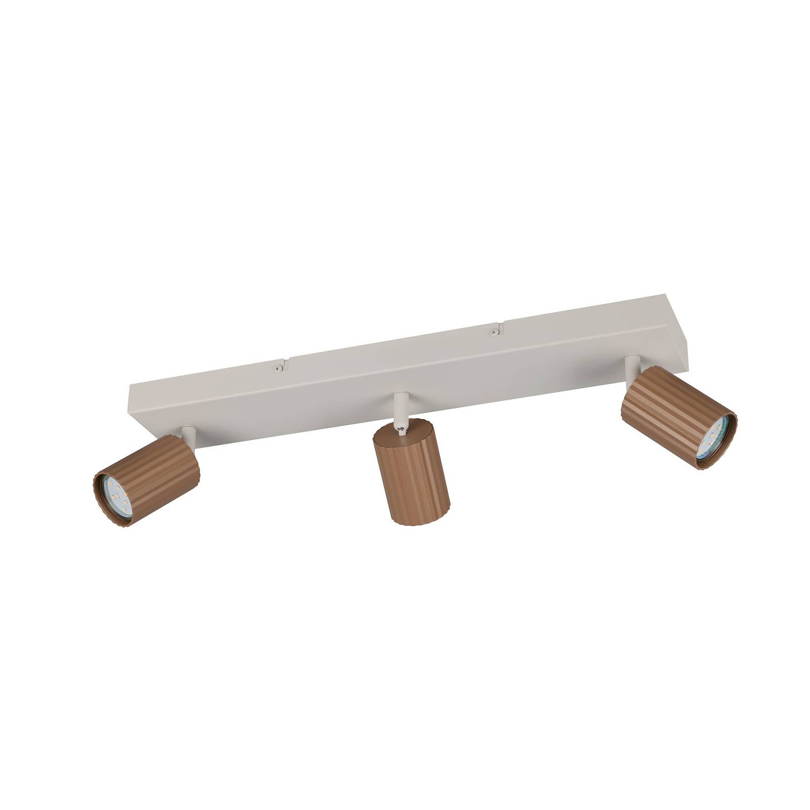 Deckenstrahler Soka, braun/grau, Länge 50 cm, Metall, 3-flg.