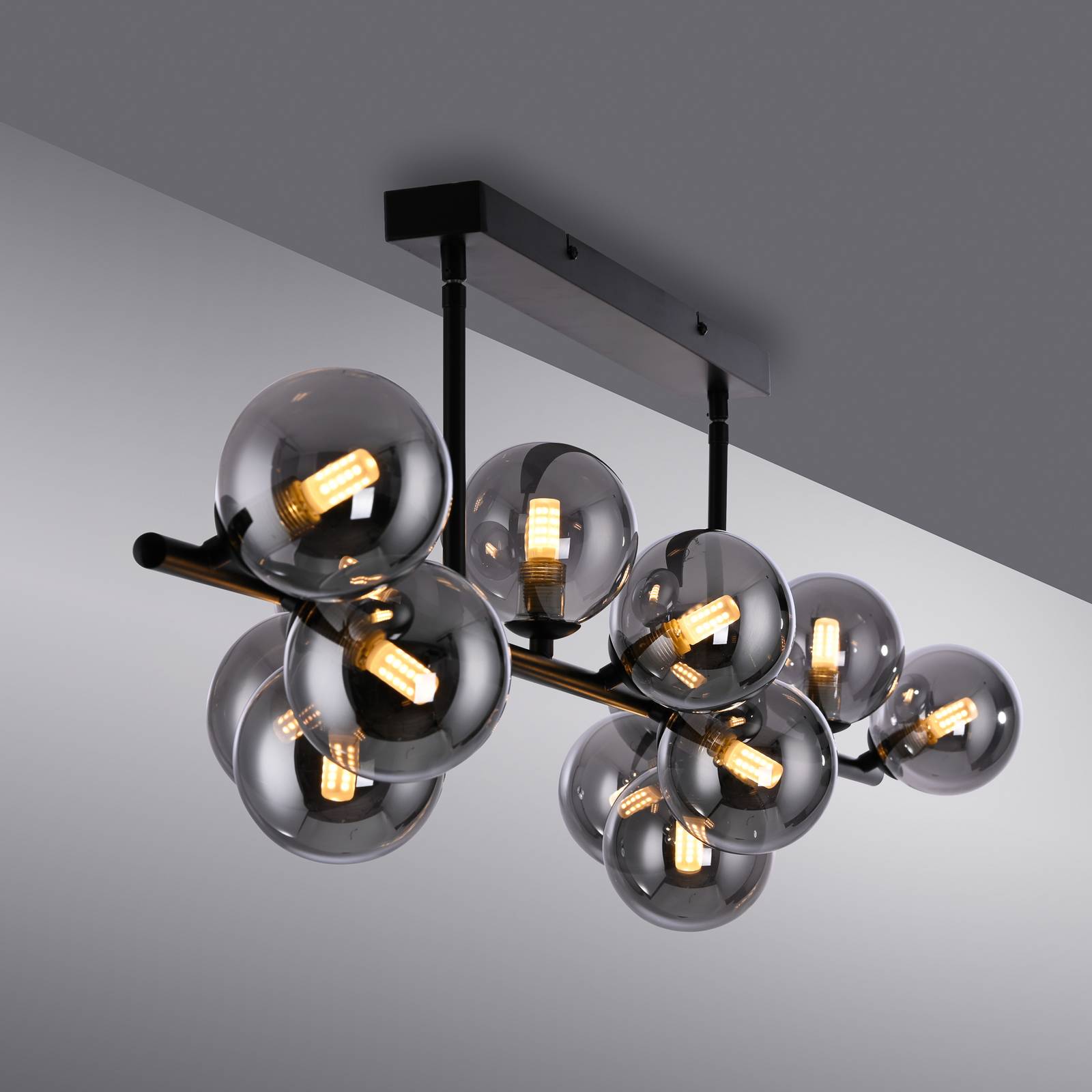 Schöner Wohnen Lampa sufitowa Dubai, szkło dymne, 13-żarówkowa, G9