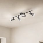 Lindby Pendura ceiling light, 4-bulb, black, glass