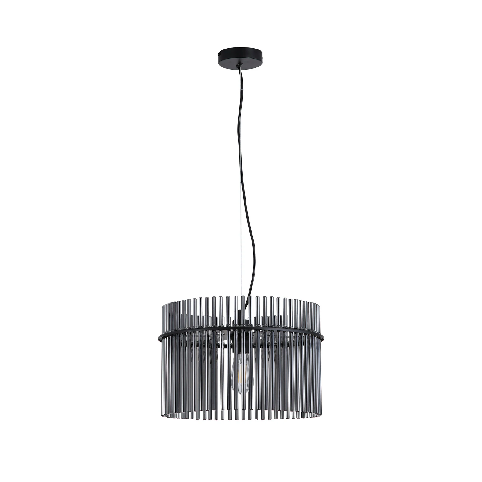Lampa wisząca Swizzle, czarna/dymna, Ø 40 cm, szkło/metal