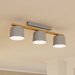 Mariel 3-bulb ceiling light light grey wood Natur