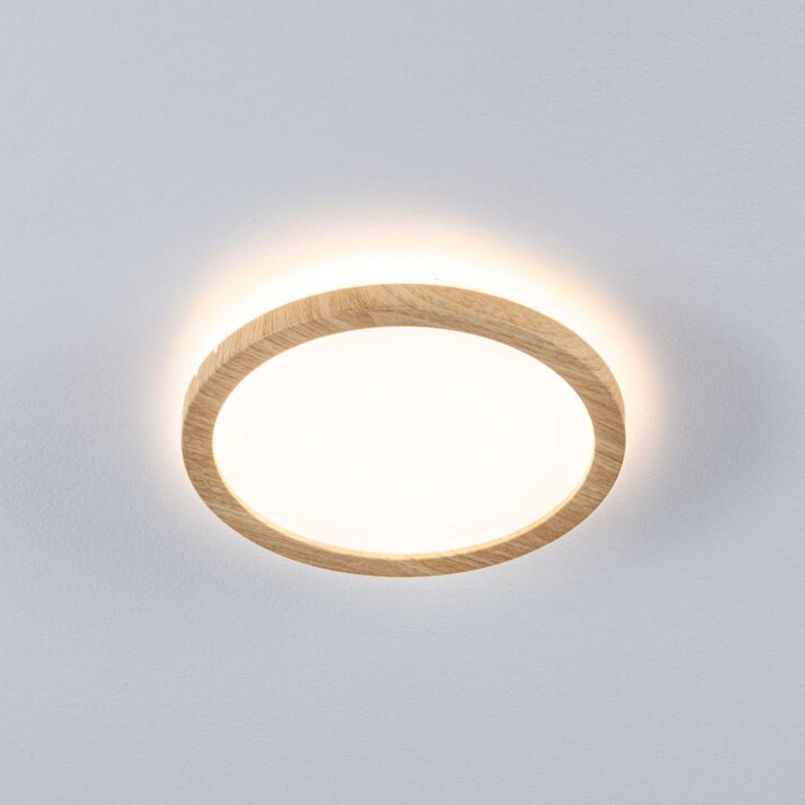 Panou LED Paulmann Atria Shine Ø19 cm finisaj lemn IP44 3000K pornit/oprit - Studiu / Birou - Modern - lemn alb - Plastic