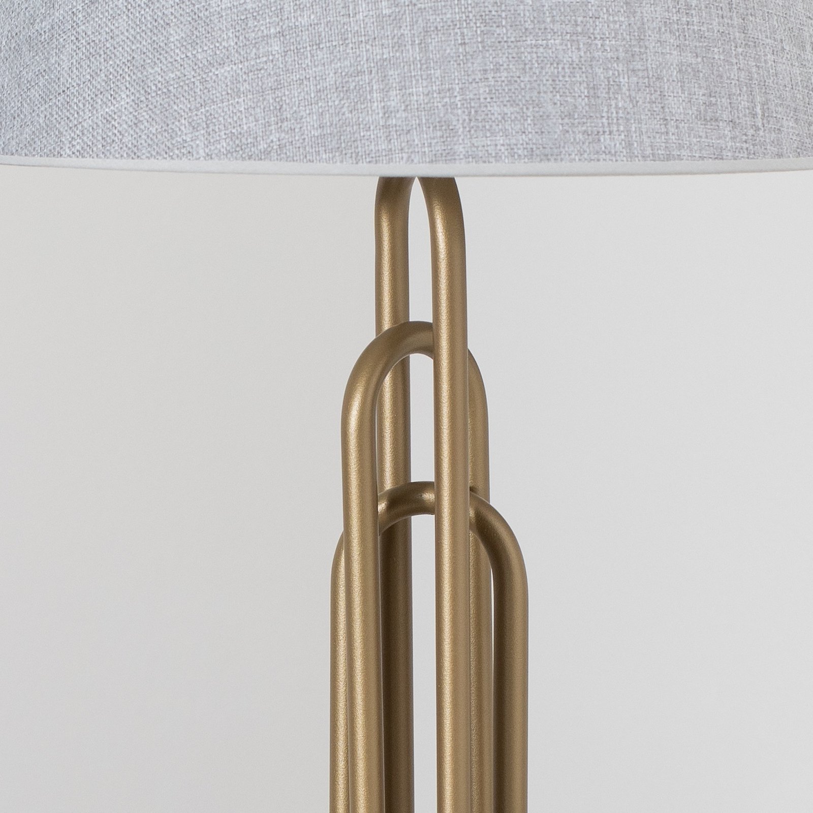 Lampe de table Lazar, gris/or antique, hauteur 65 cm, textile/métal