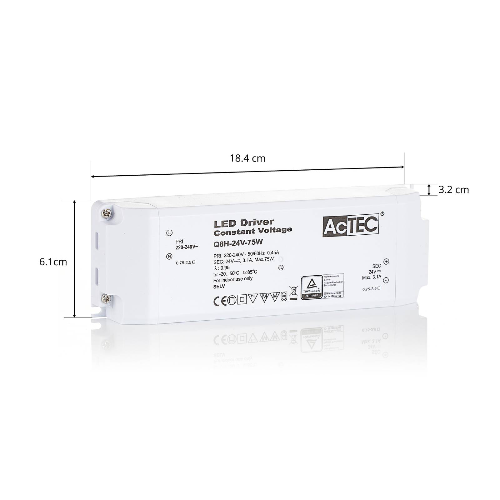 AcTEC Q8H driver LED CV 24V, 75 W