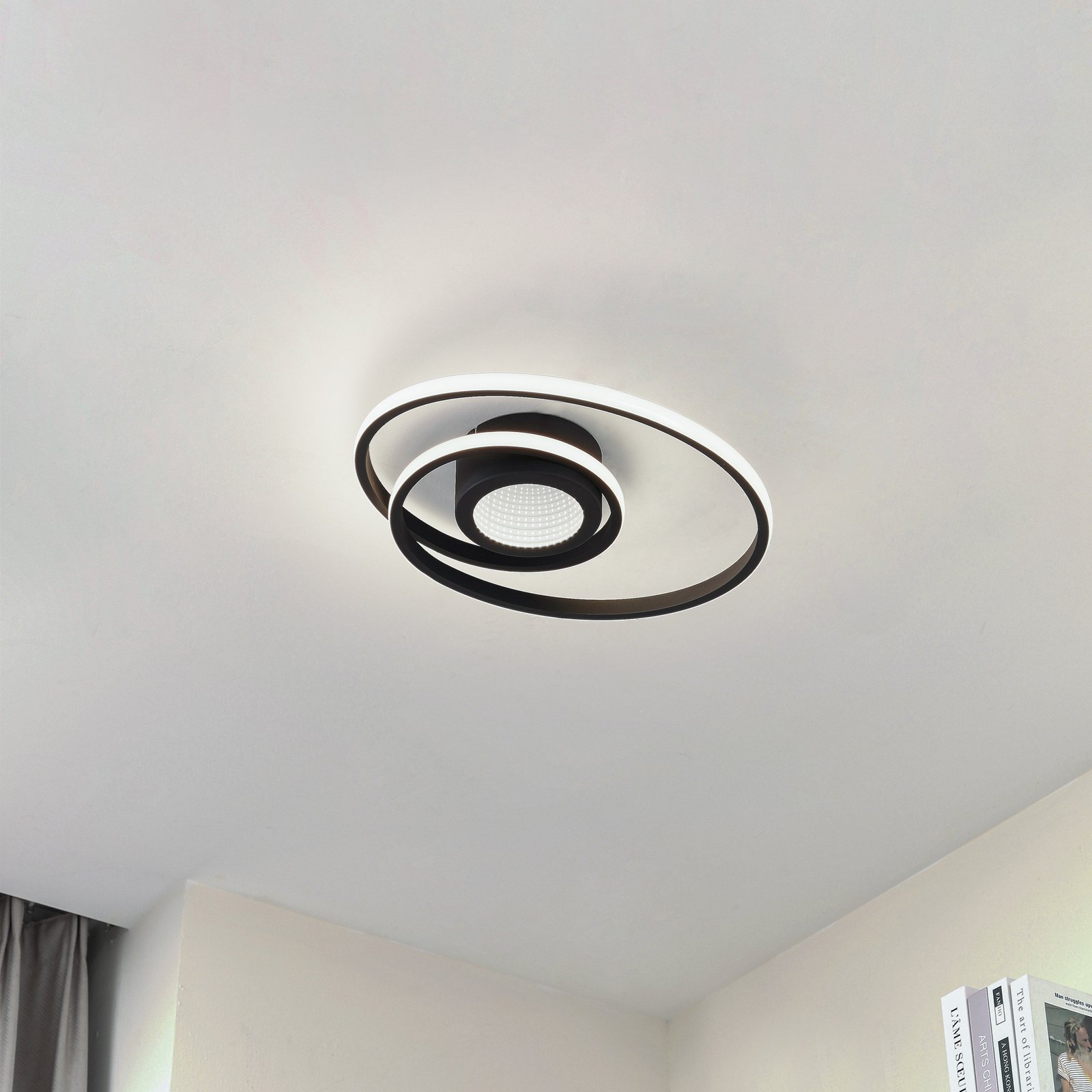 Thalina LED Ceiling Lamp 45cm Black/White - Lindby