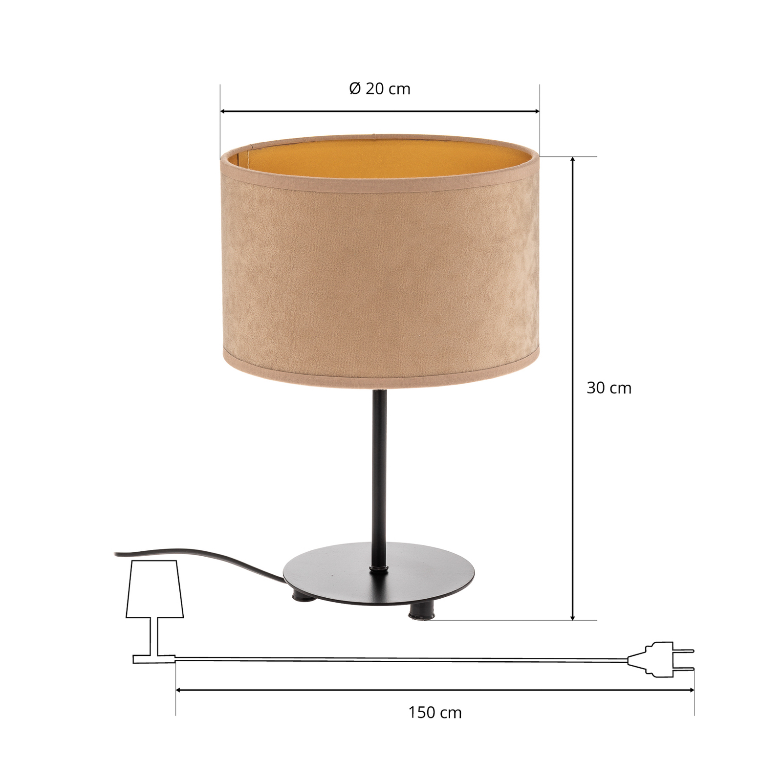 Bordlampe Golden Roller højde 30 cm beige/guld