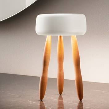 OLEV Drum designová stolní lampa, aku, dřevo