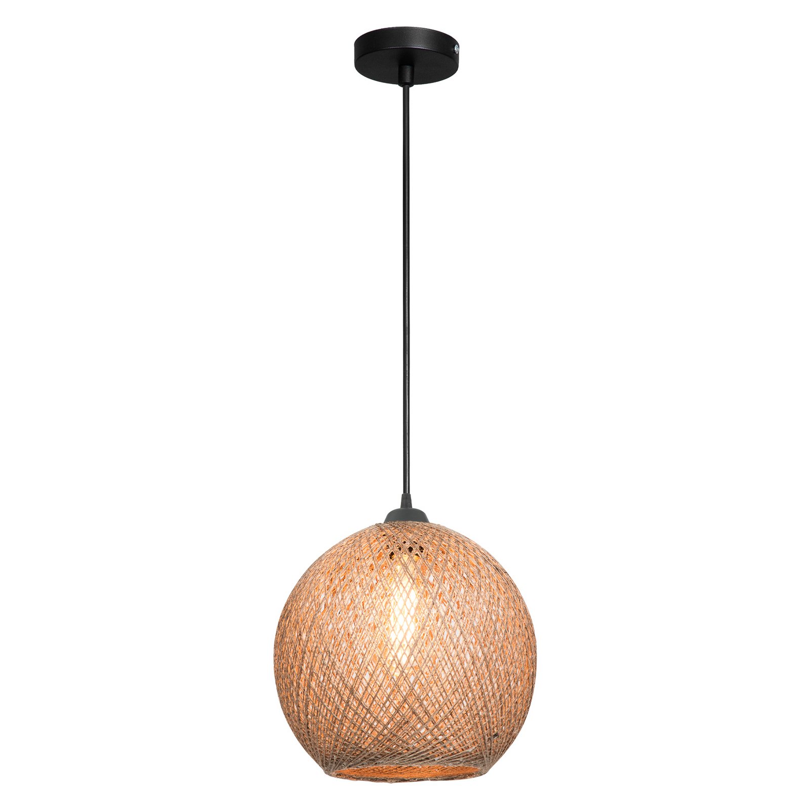 Hängeleuchte Yumak, braun, Ø 26 cm, Seil, 1-flammig Hängeleuchte Yumak, braun, Ø 26 cm, Seil, 1-flammig