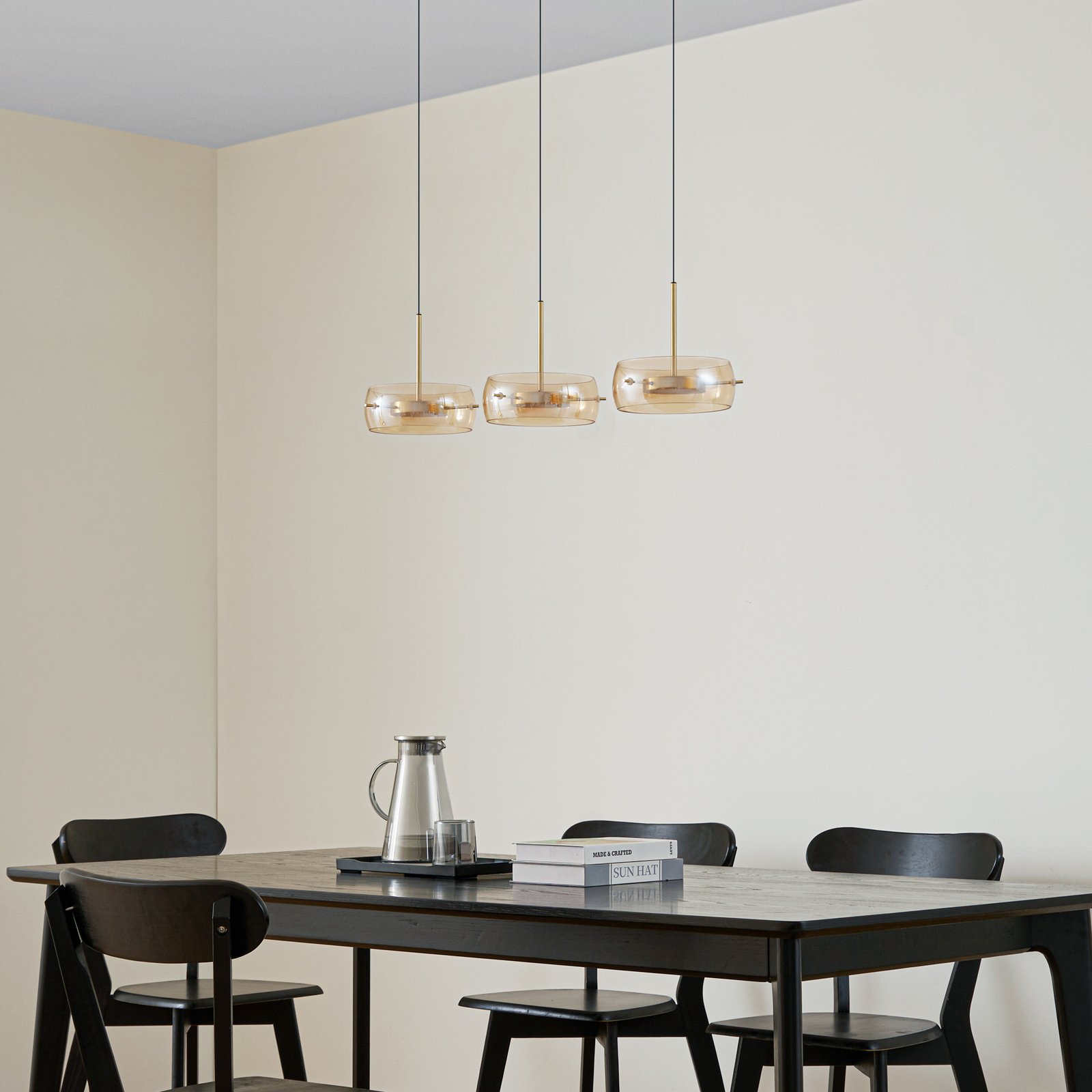 Lucande LED-Hängeleuchte Martis, amber, 3-flg., dimmbar
