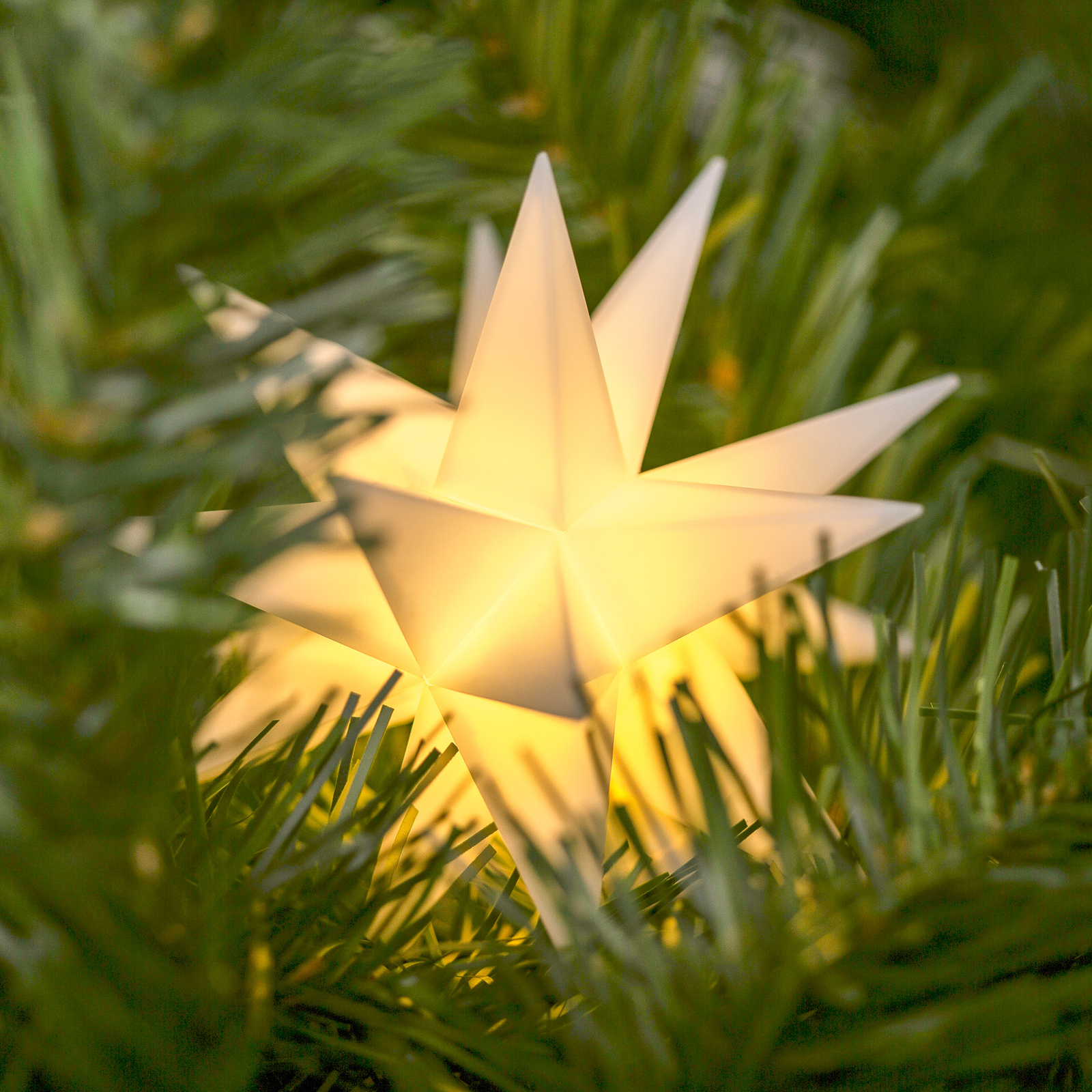 Estrella LED, transformador 18 puntas Ø12cm blanco