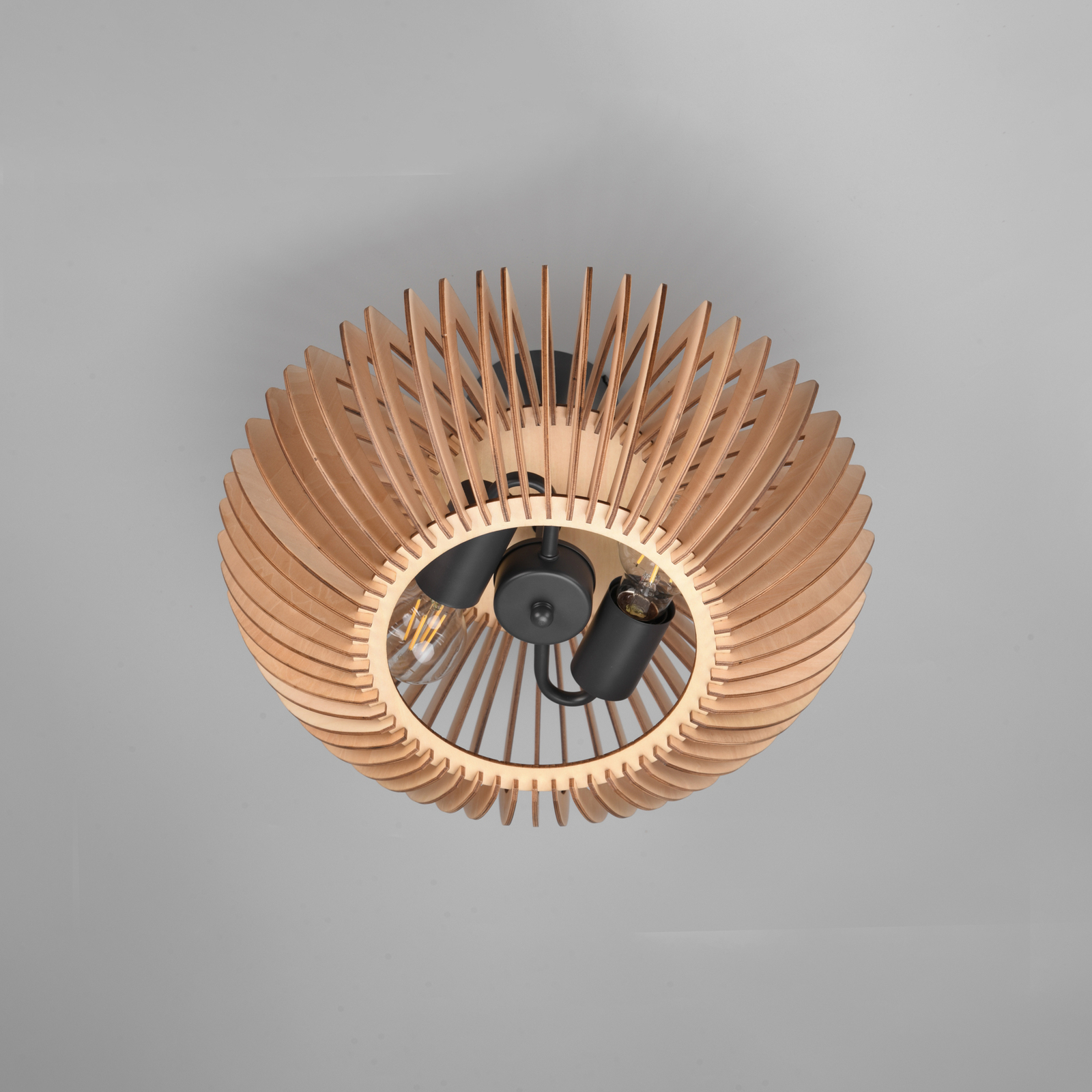 Plafondlamp Colino van houtlamellen, hout licht