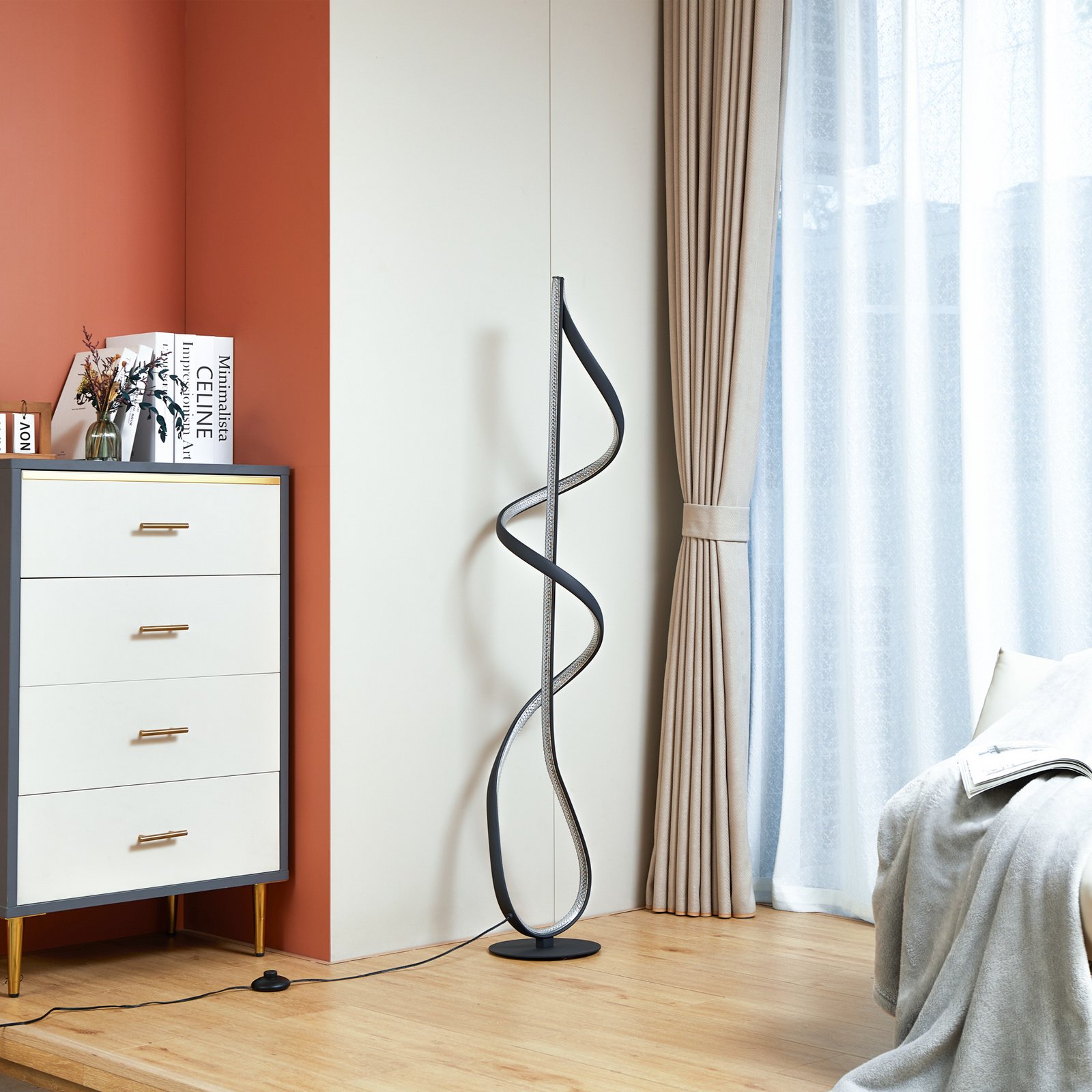 Rodado LED Stehleuchte Schwarz - Lucande