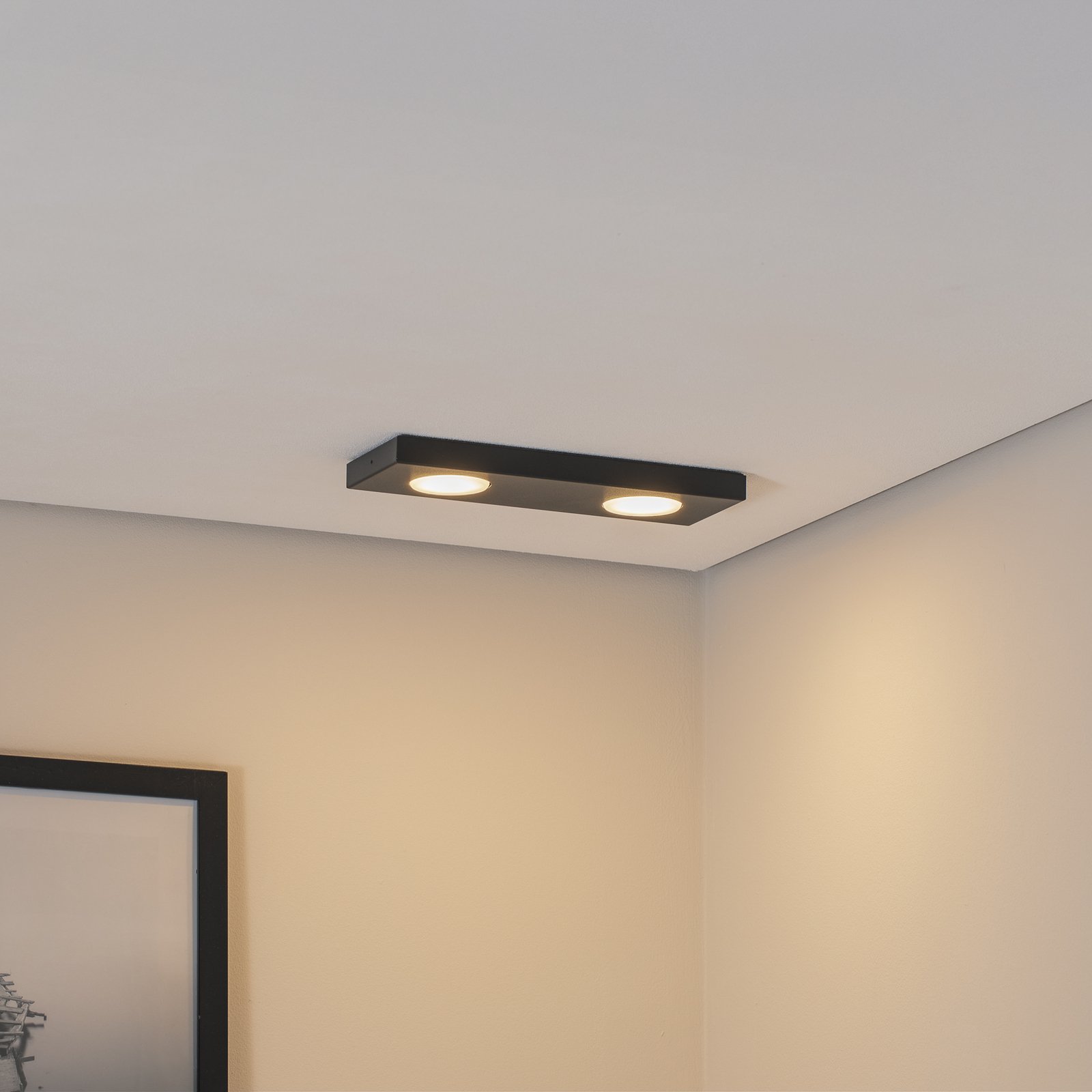 Hero ceiling light, 2-bulb, black, 12 x 35 cm, GX53