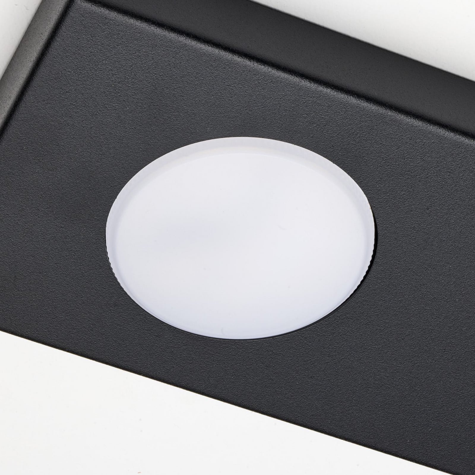 Plafonnier Hero, noir, à 4 lampes, 75 x 12 cm, métal, GX53