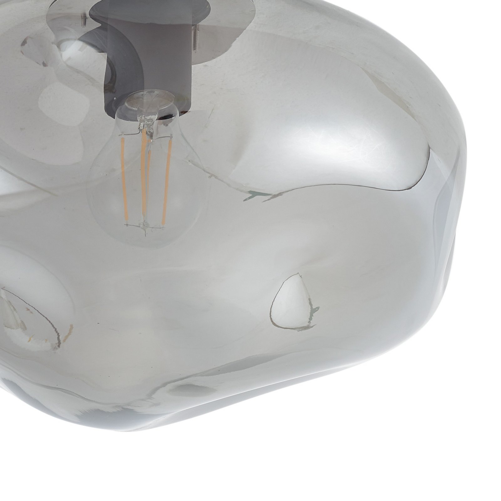 Plafoniera Lindby Lelia, grigio fumo, vetro, Ø 35 cm