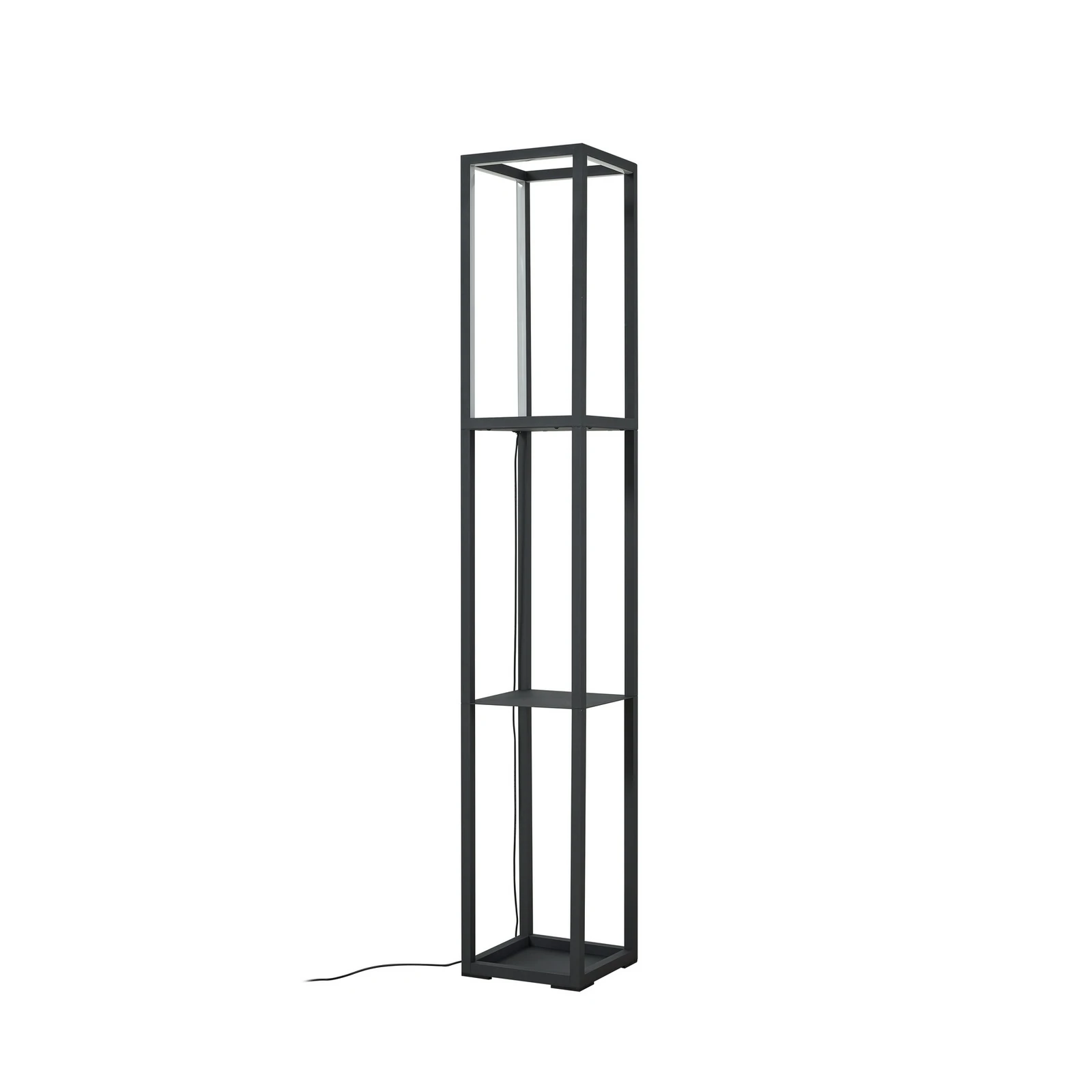 Lindby Lampadar LED Birta, raft, 155 cm, negru, metal