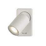 Switched wall light, white, aluminium, switch, GU10