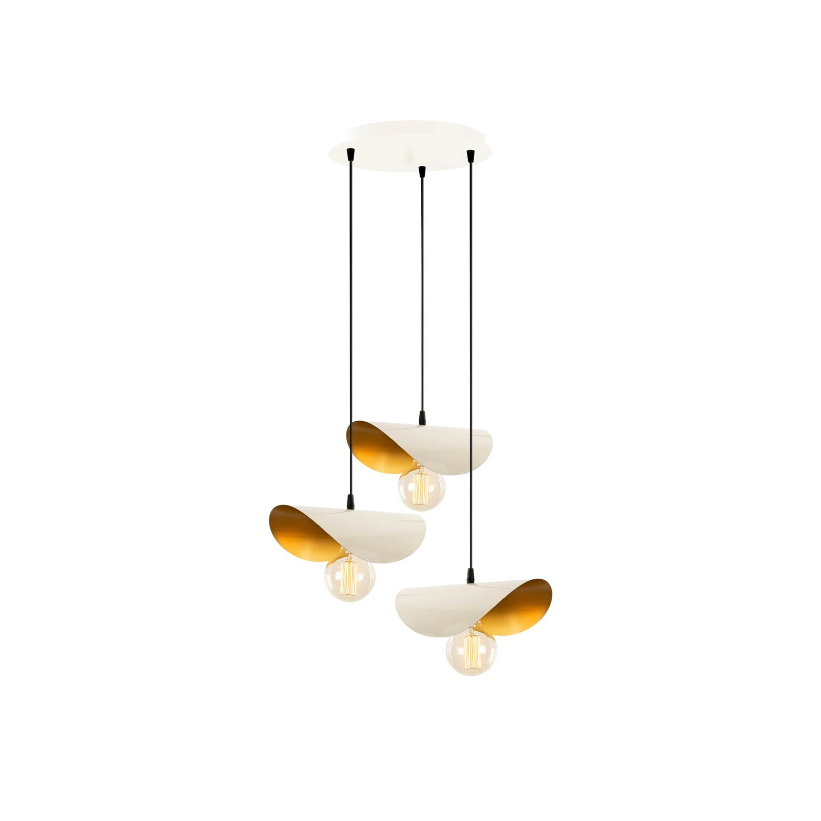 Suspension Sivani MR-964 3 lampes à Rondelle blanc/or