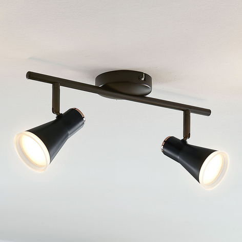 Lindby Michiko LED-Deckenstrahler, schwarz, 2-fl.