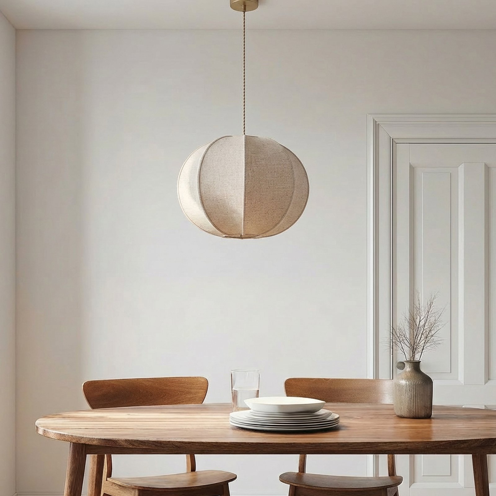 Lampada a sospensione Lindby Elfie, Ø 47 cm, beige, lino, E27