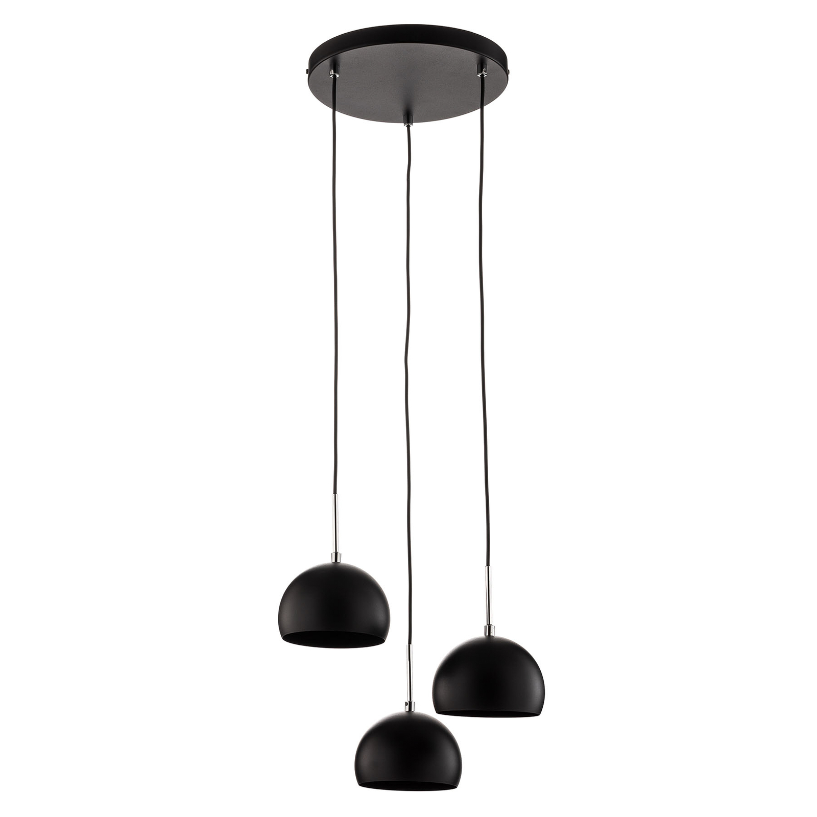 Lámpara colgante Cool, 3 luces redonda, negro