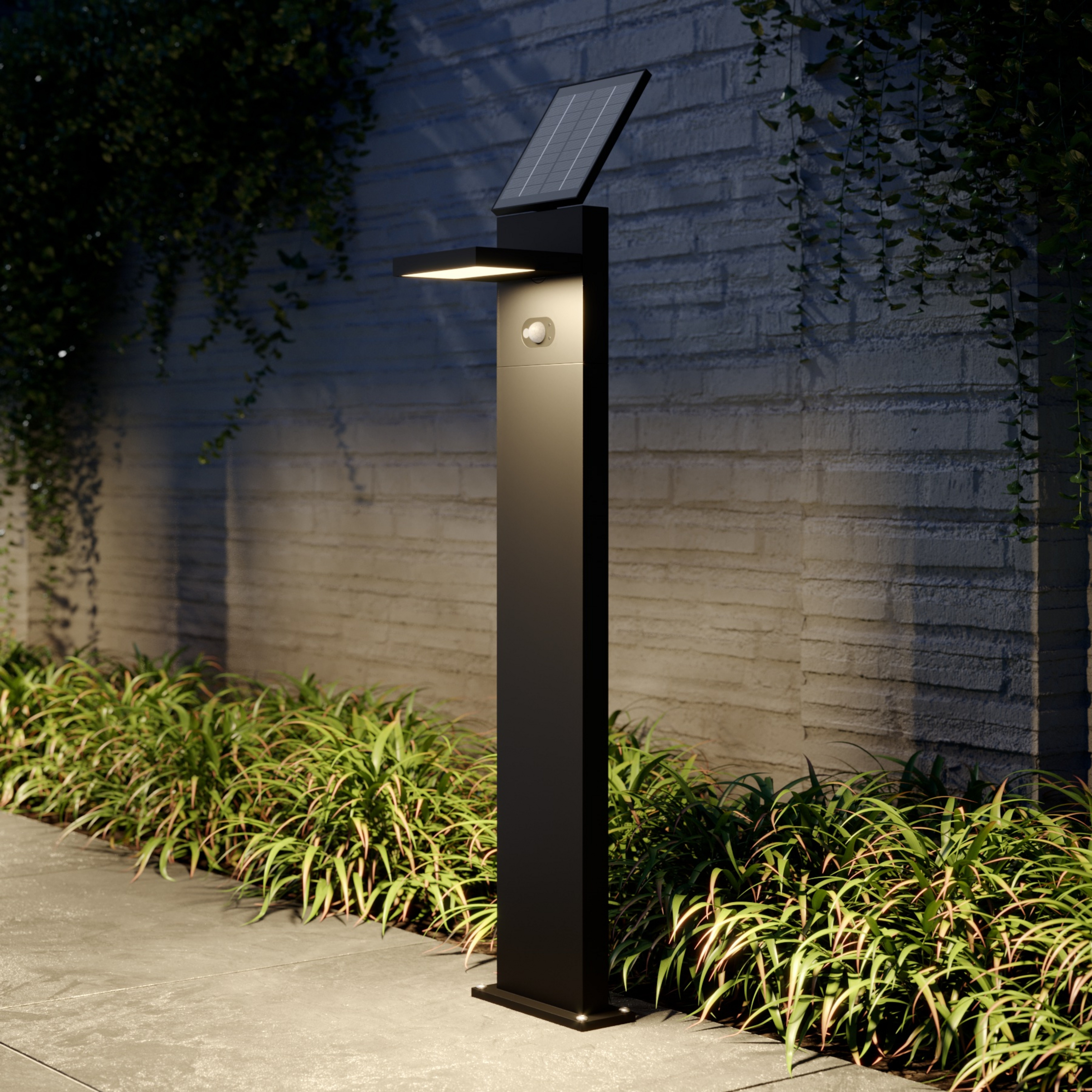 Lucande LED solární vlnová lampa Silvan, 100 cm, senzor, antracitová barva