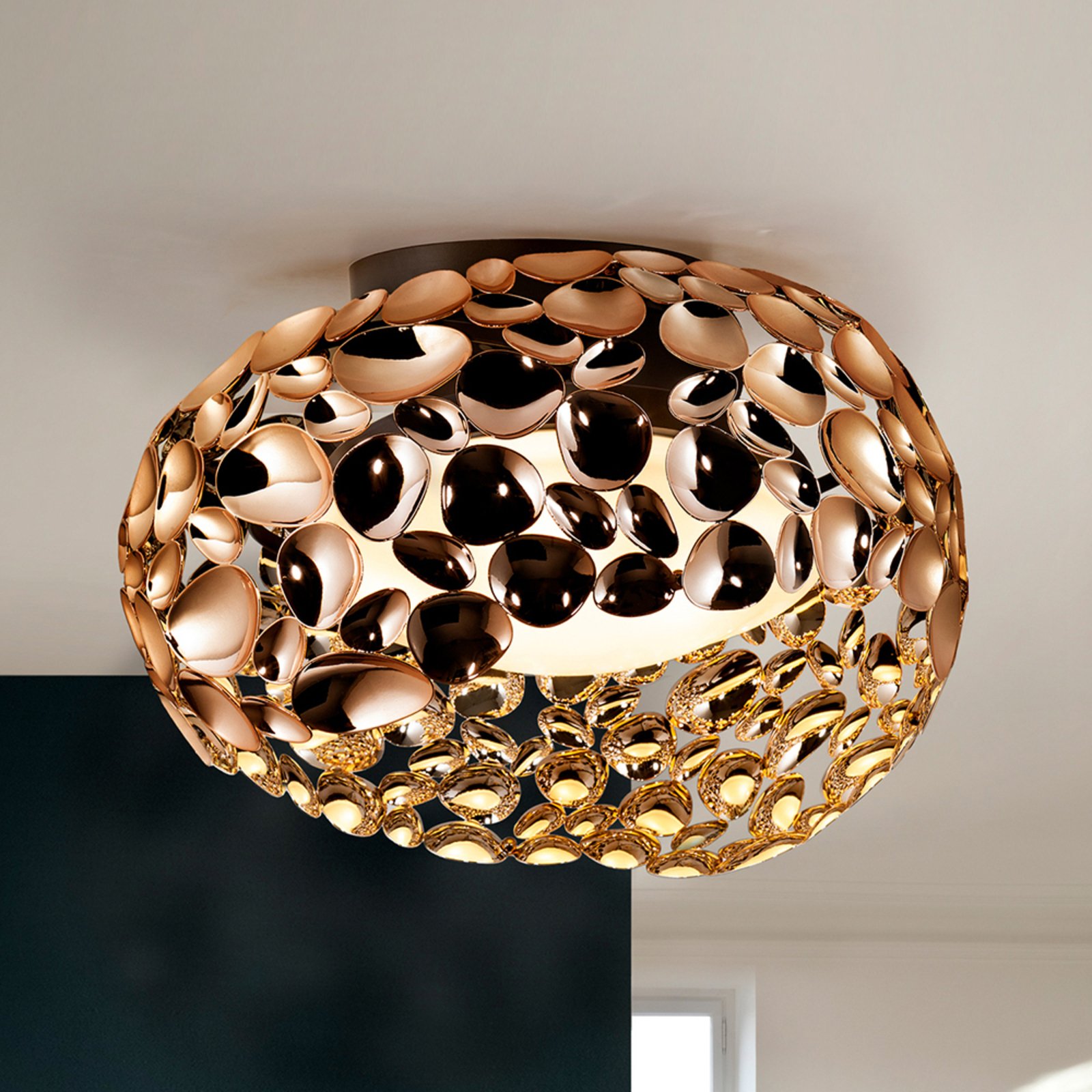 LED plafondlamp Narisa, Ø 46 cm, roségoud