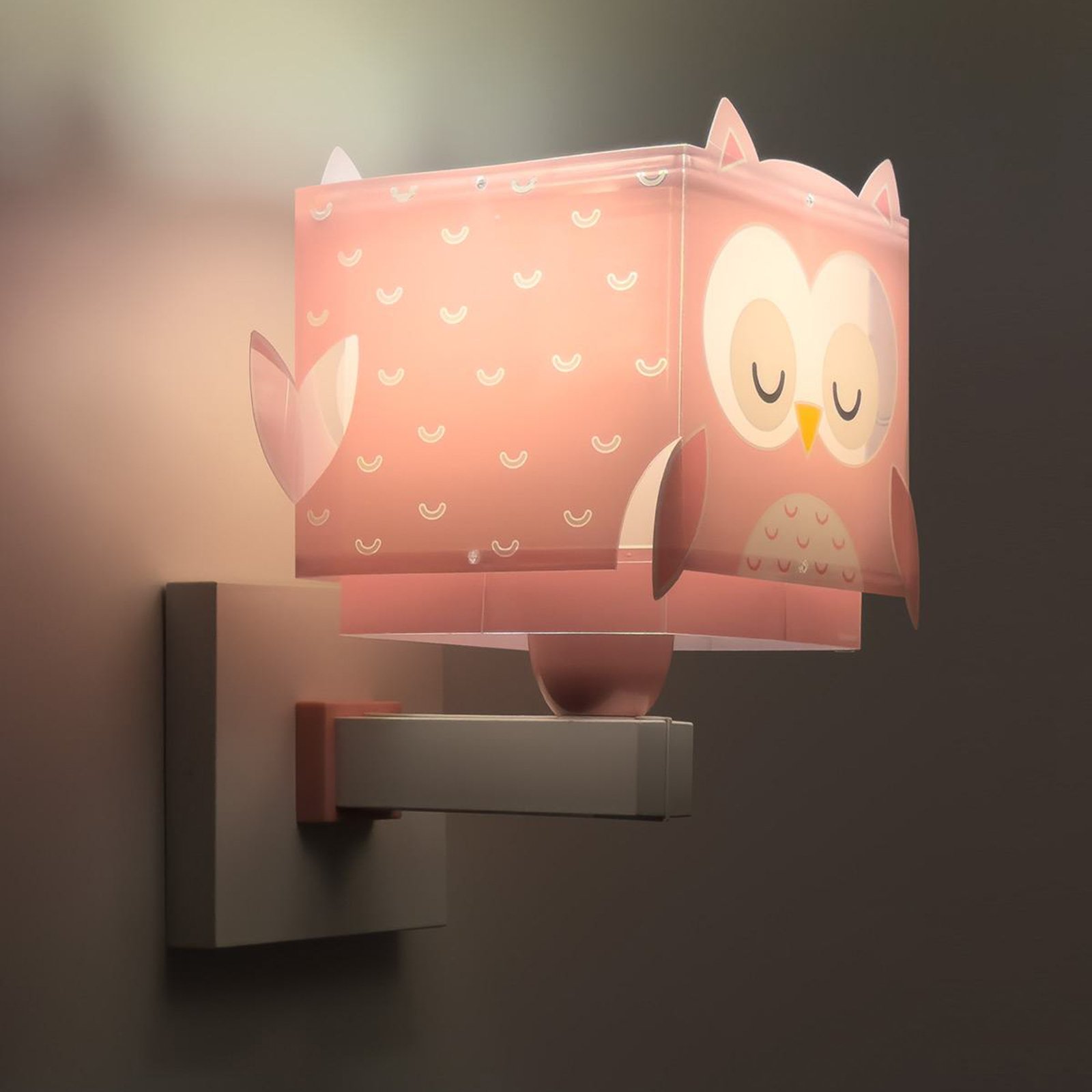 Dalber sienas lampa Little Owl ar kontaktdakšu, rozā krāsā