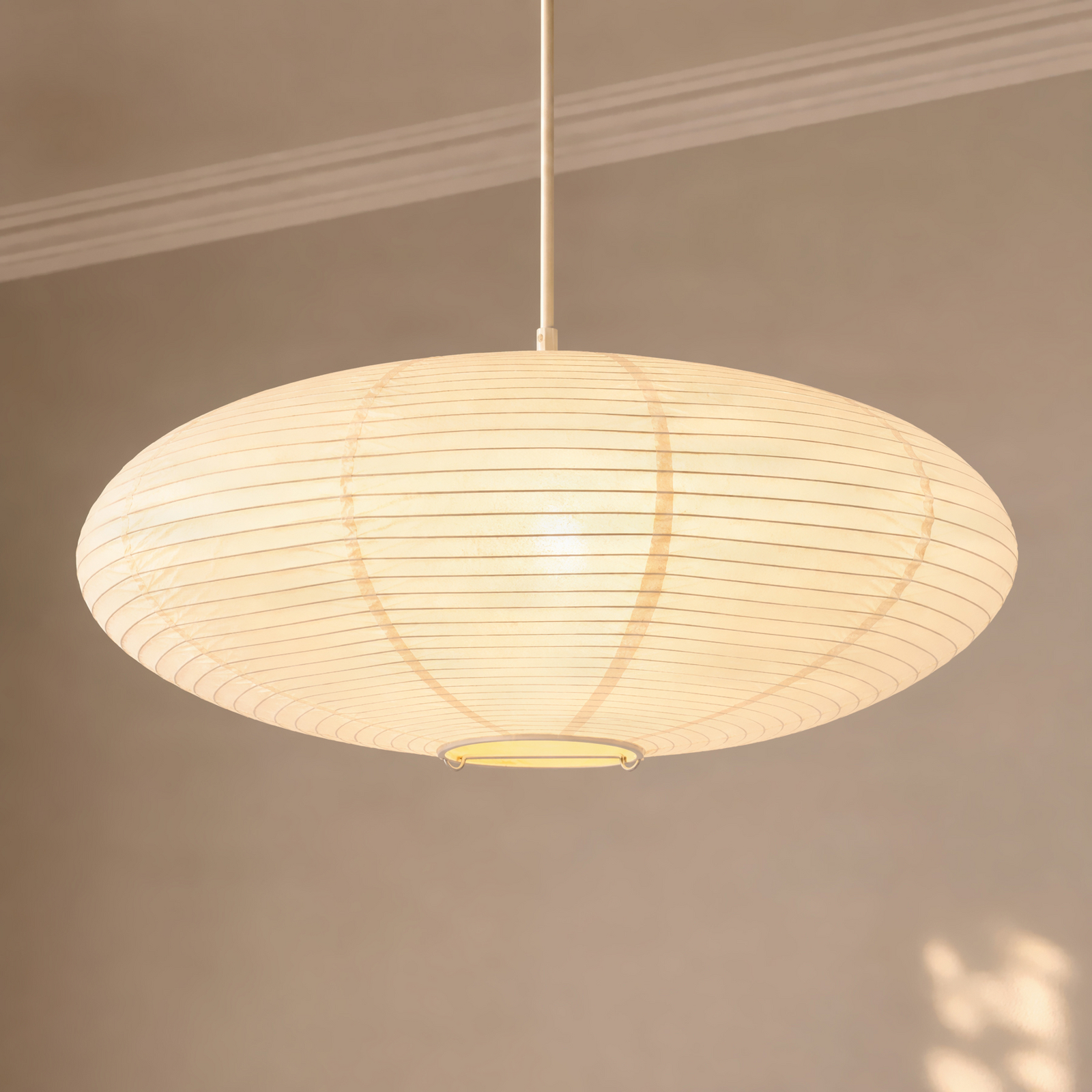 Lindby Hängeleuchte Gerald, Ø 60 cm, beige, Papier, E27
