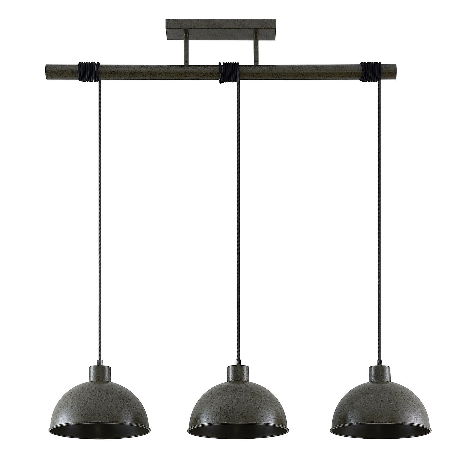 Lindby Jorek hanglamp, staal, 3-lamps