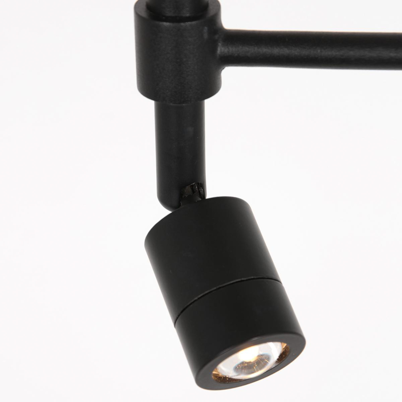 Stang vloerlamp, LED leeslampje, vlechtwerk naturel/zwart